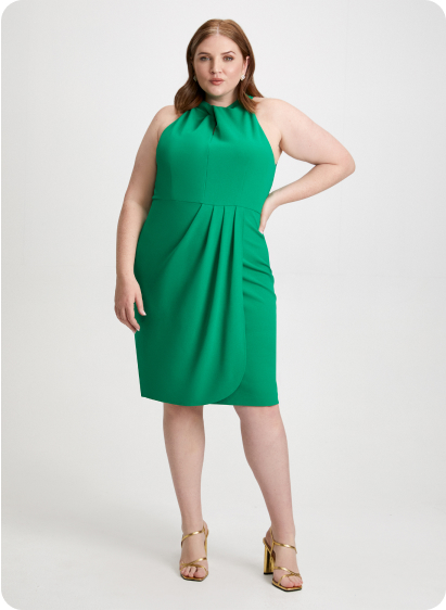 sachin and babi light blue dress Retro *-Neck Flutter Sleeve Waist-Cinching Dress, an * Essential