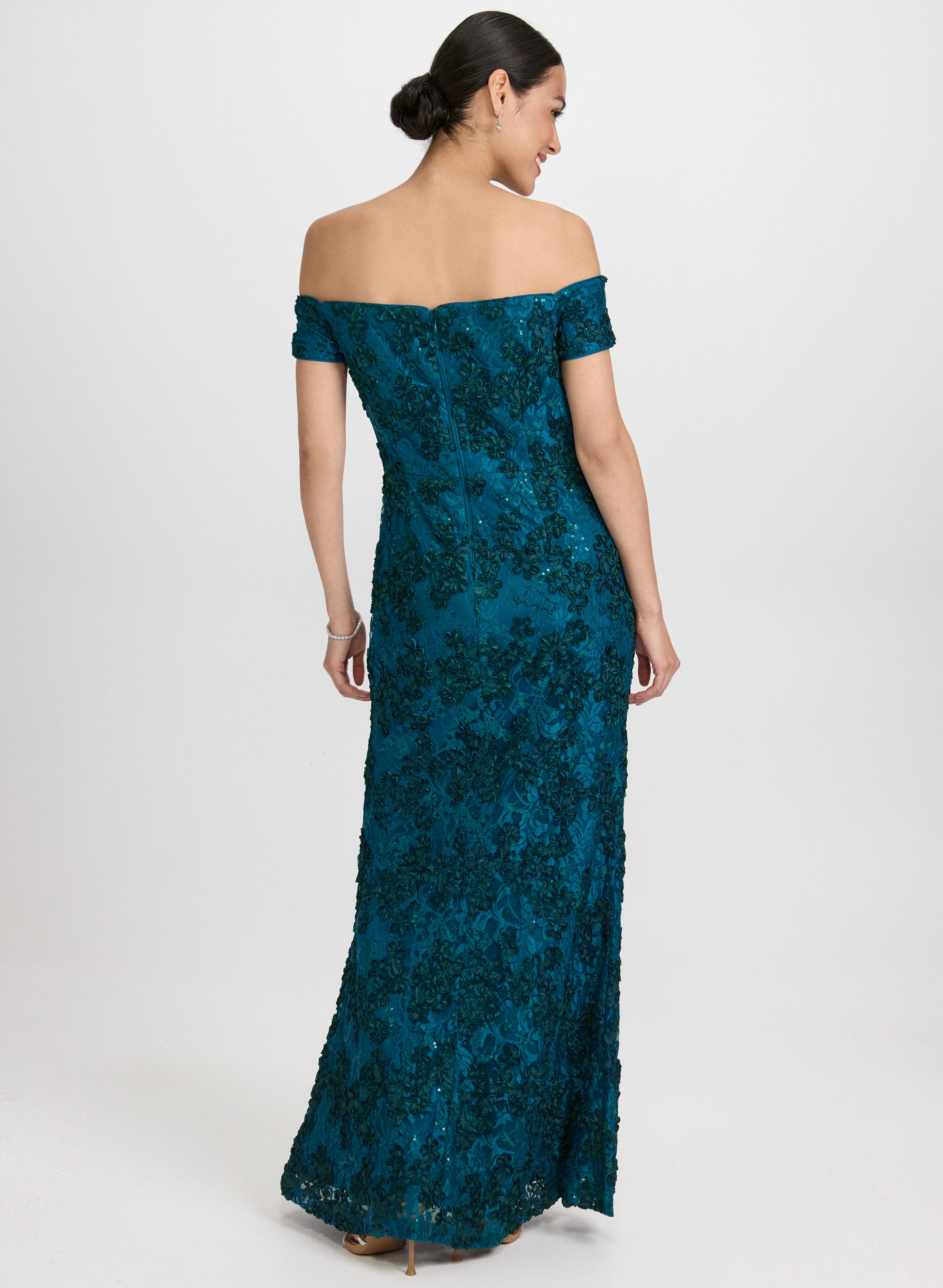 Embroidered Lace Off-Shoulder Dress