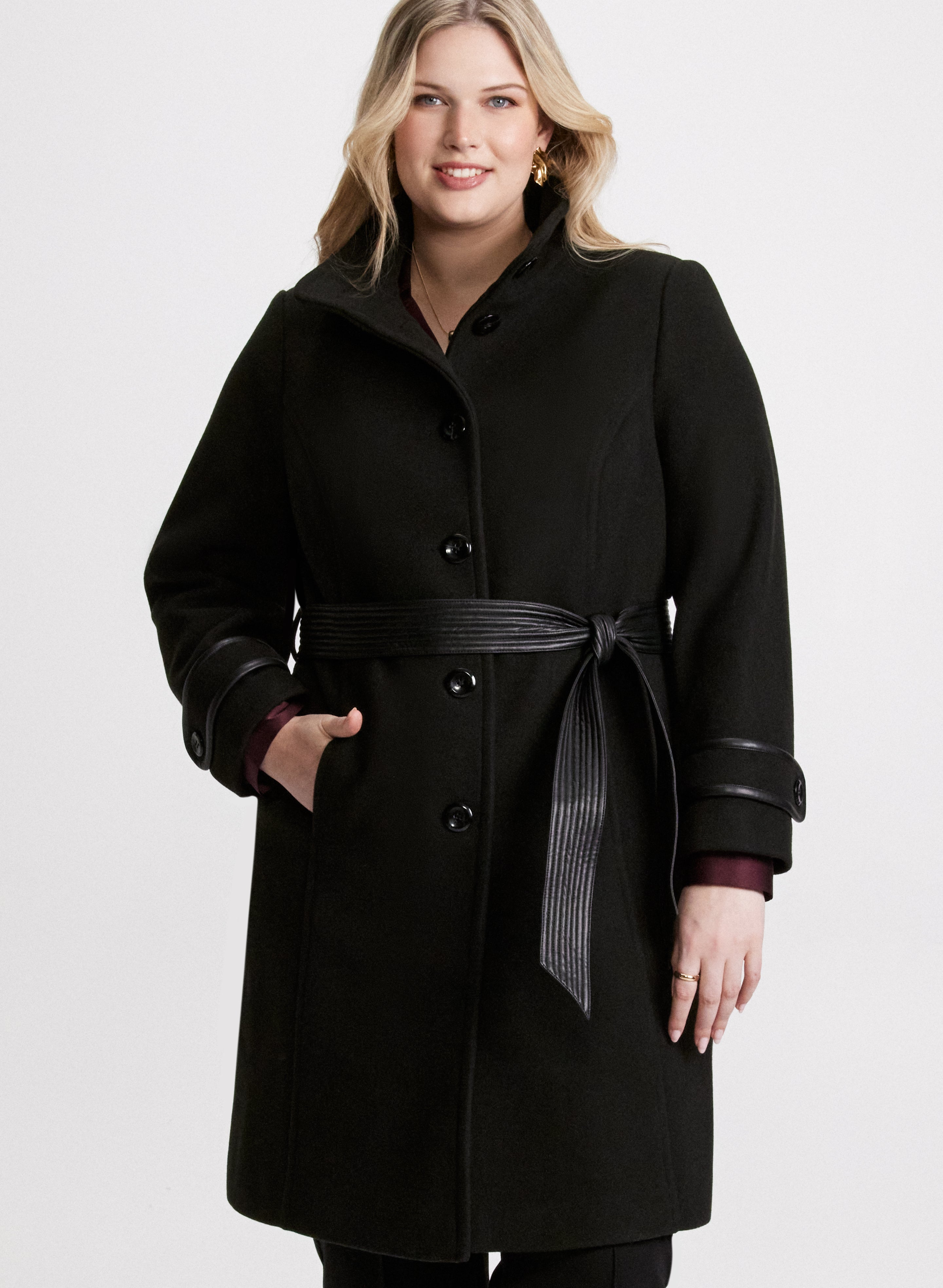 Belted Wool Blend Coat