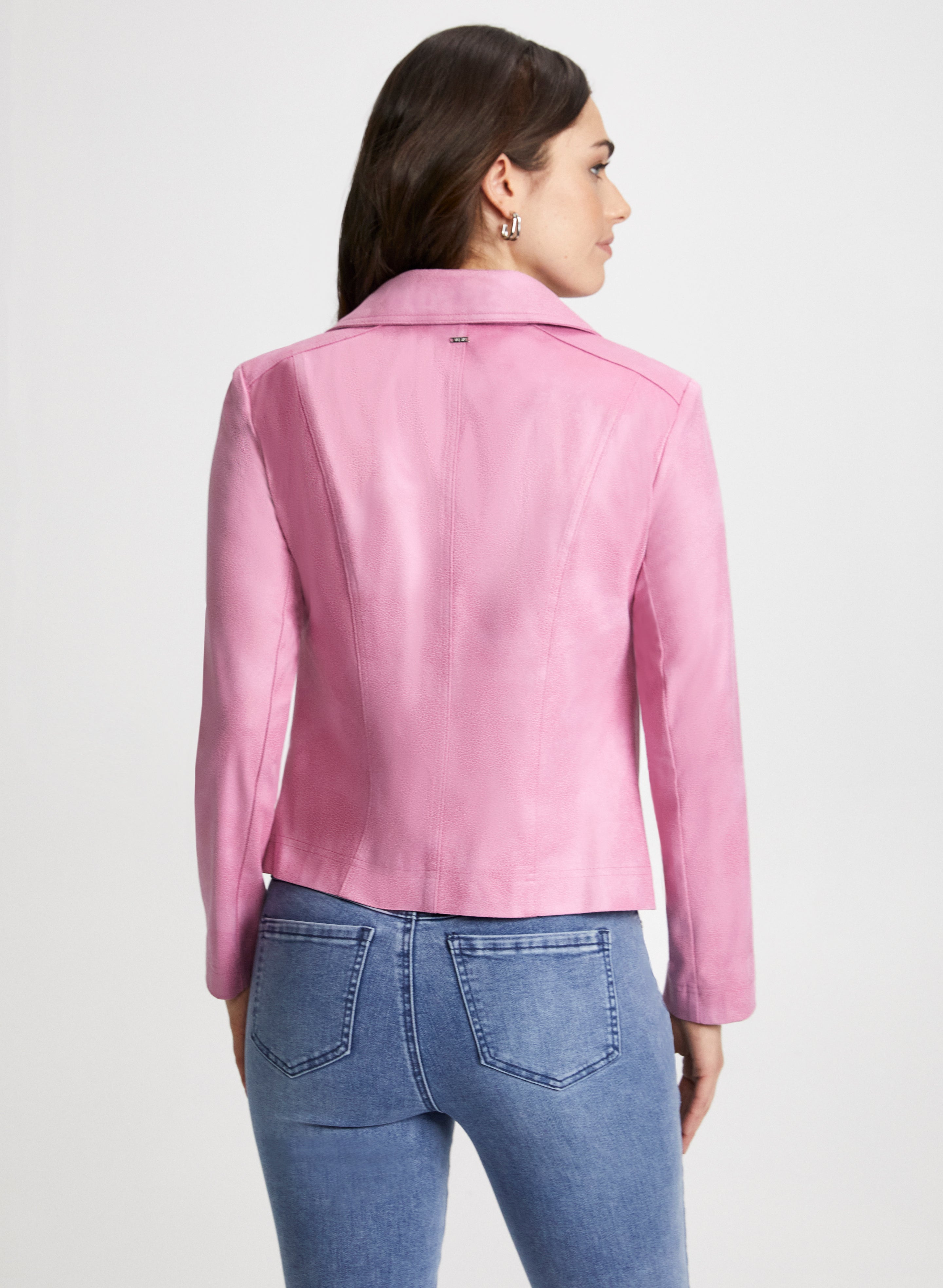 Buy Women Pink Textured Casual Jacket Online - 792337