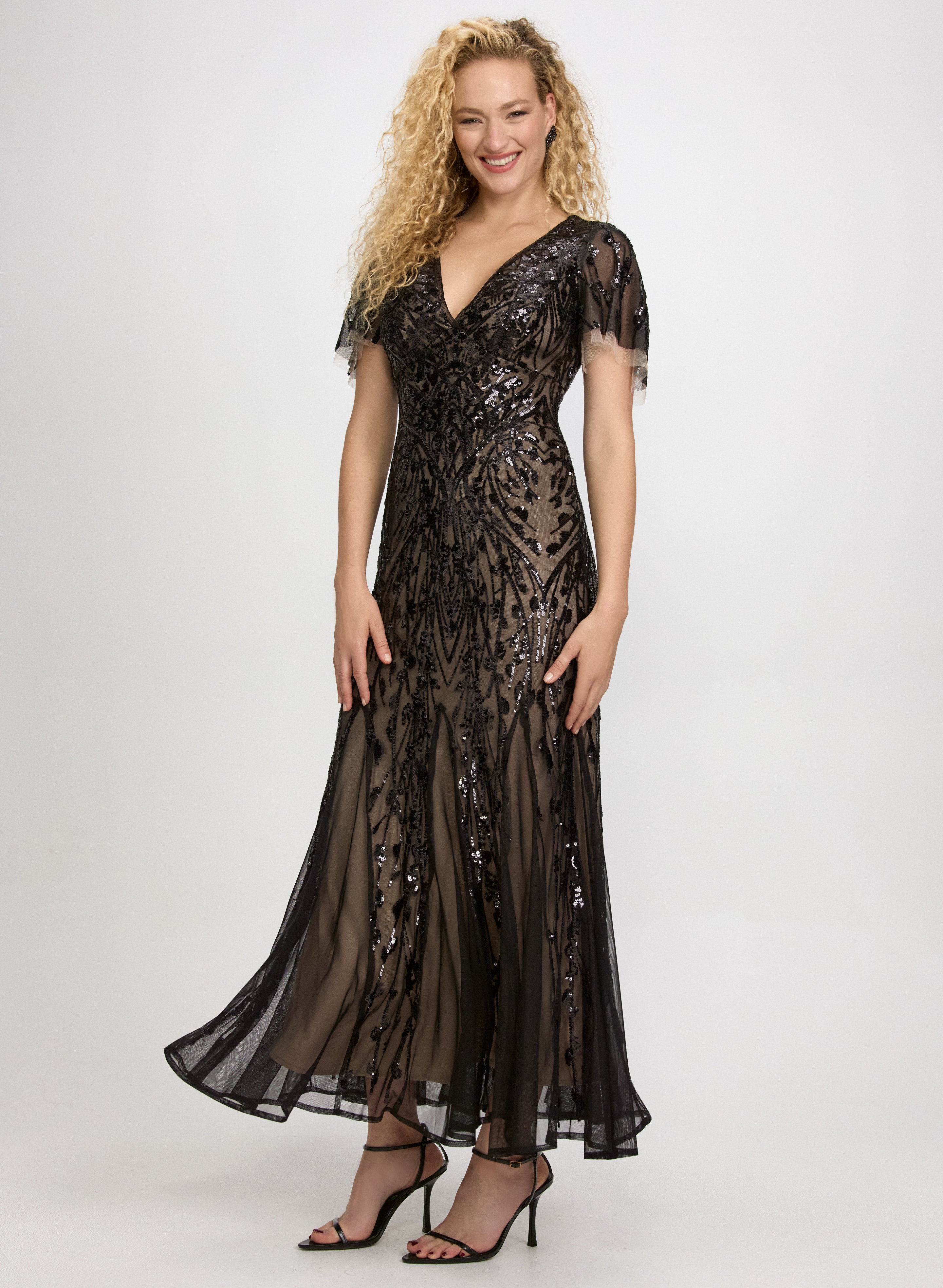 green emerald velvet dress Colors 3139 Long Formal Sequin Glitter Mesh Prom Dress – The Dress Outlet main image 0