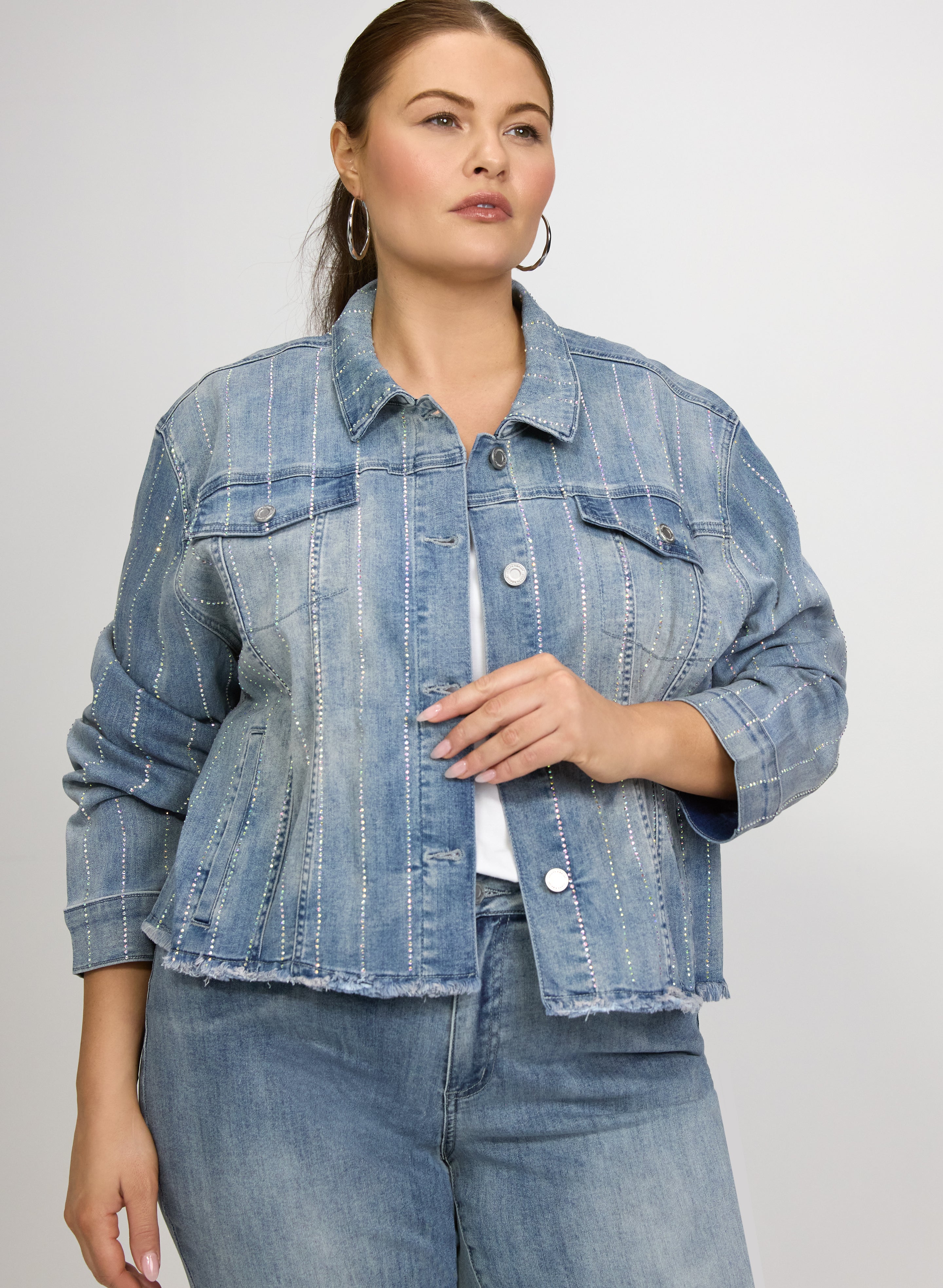 Joseph Ribkoff - Rhinestone Embellished Denim Jacket