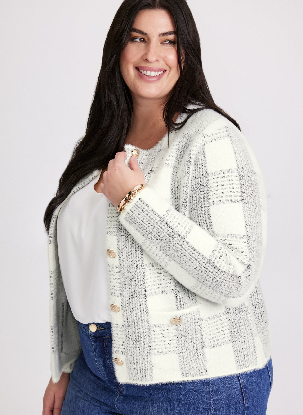 Plaid Button-Down Cardigan - Stylish & Comfortable