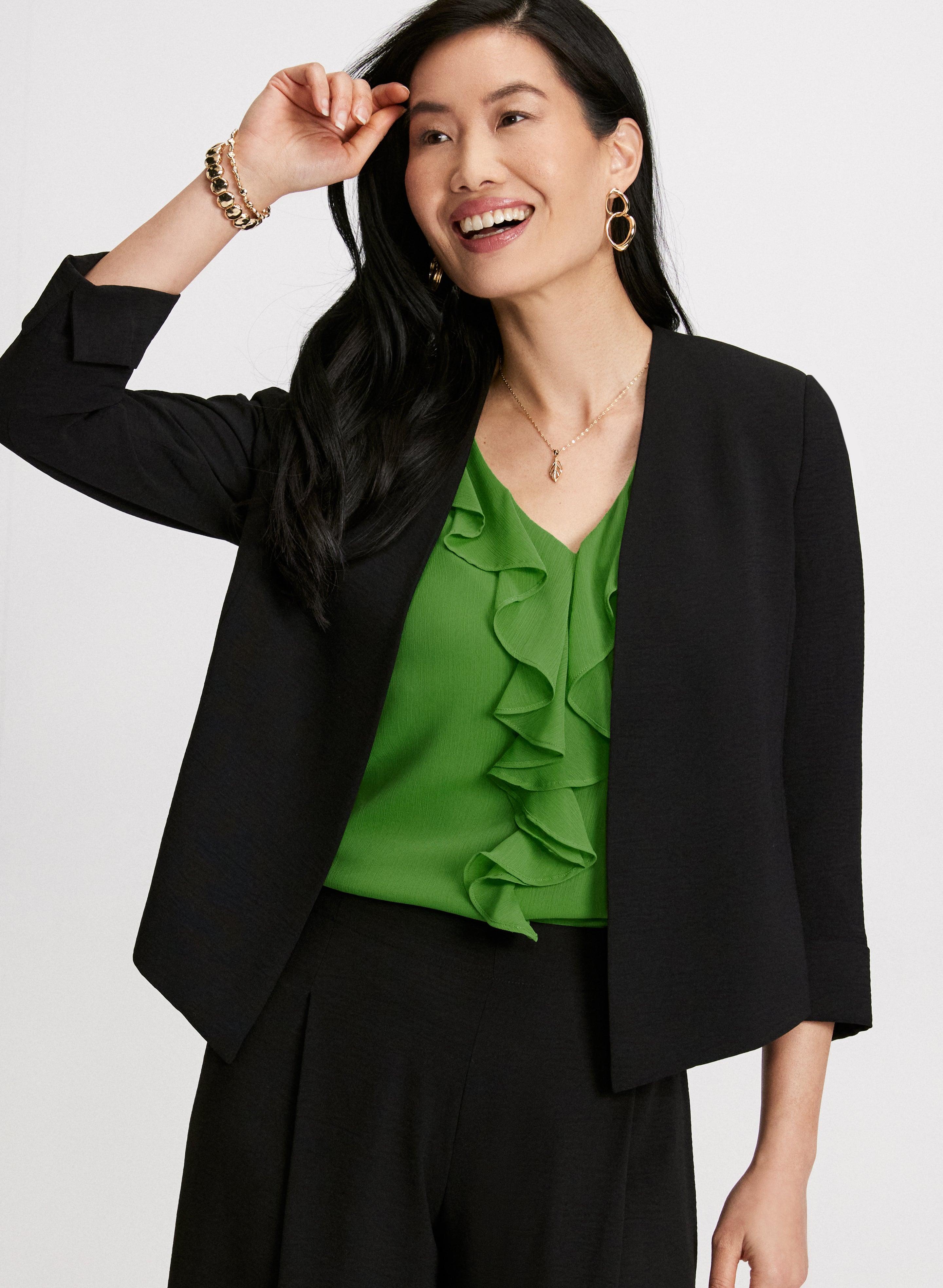 Cropped Open-Front Jacket