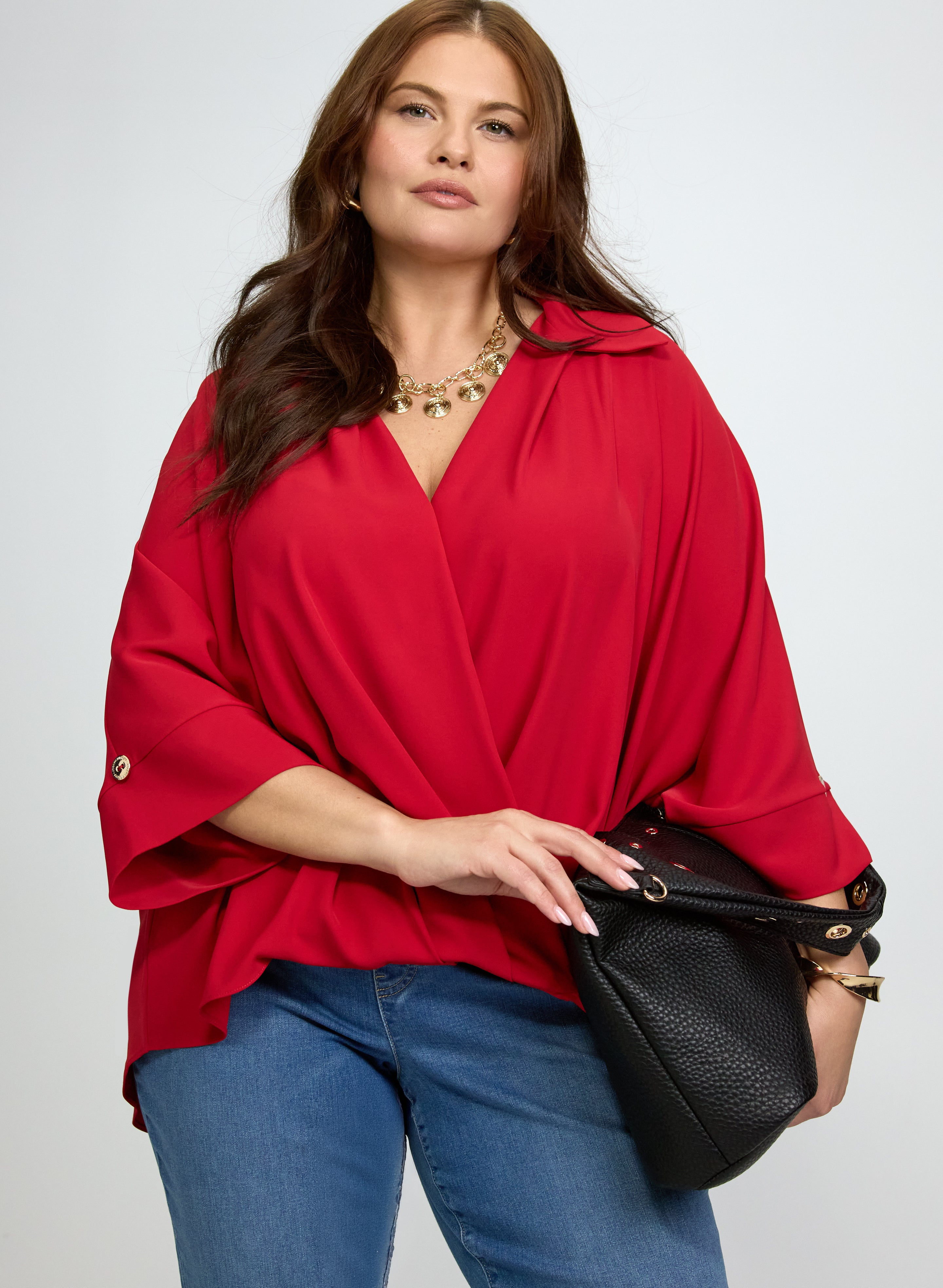 【さくら】MAKUSA slide collar blouse Joseph Ribkoff - Wrap Shirt Collar Blouse