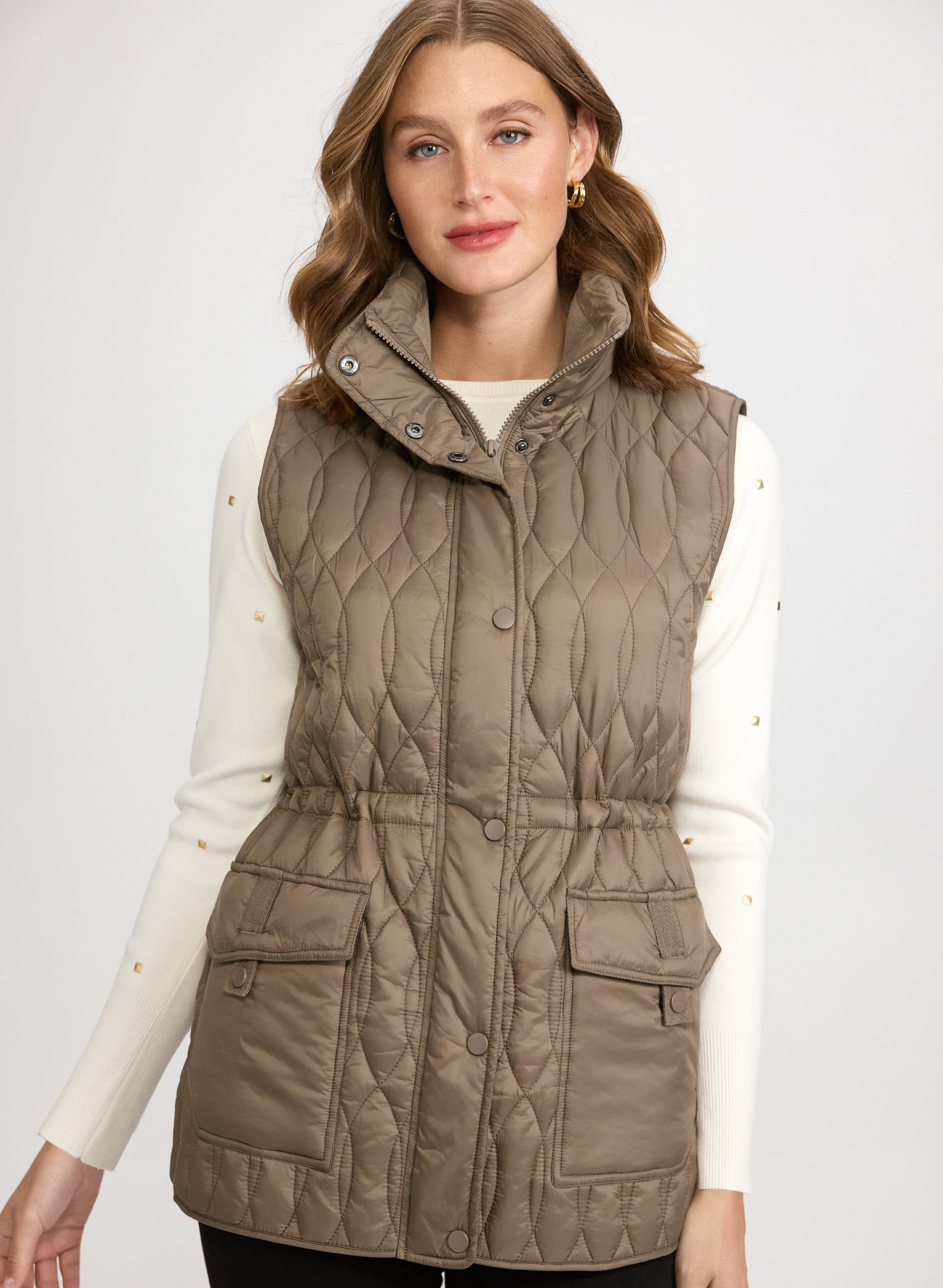 Quilted Drawstring Waist Vest