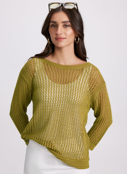 ニット・セーター No.9396 net warmer round KNIT (3color) Kensley Open-Knit Sweater | GUESS Canada