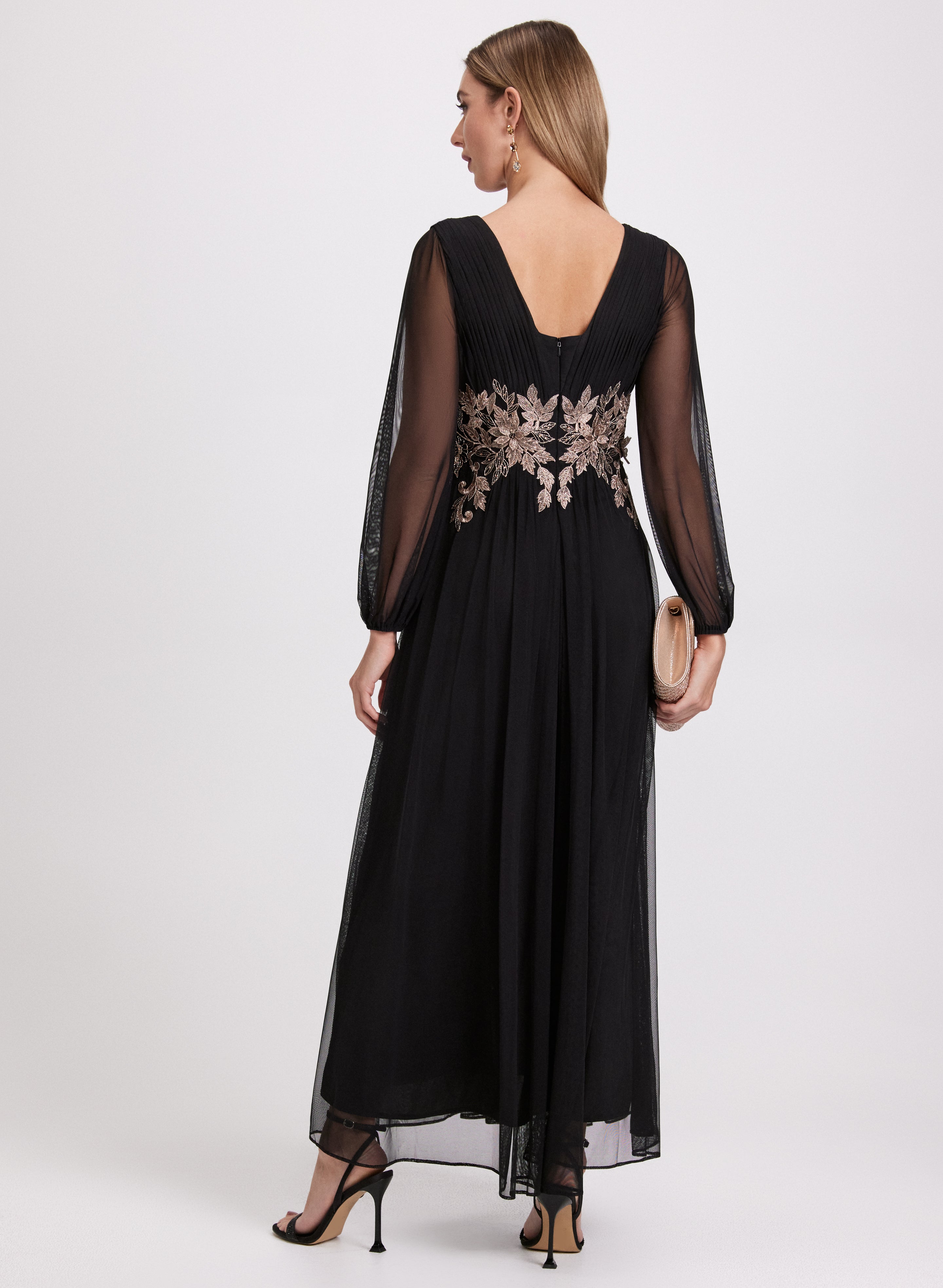 Metallic Floral Embroidered Dress Metallic Floral Embroidered Dress