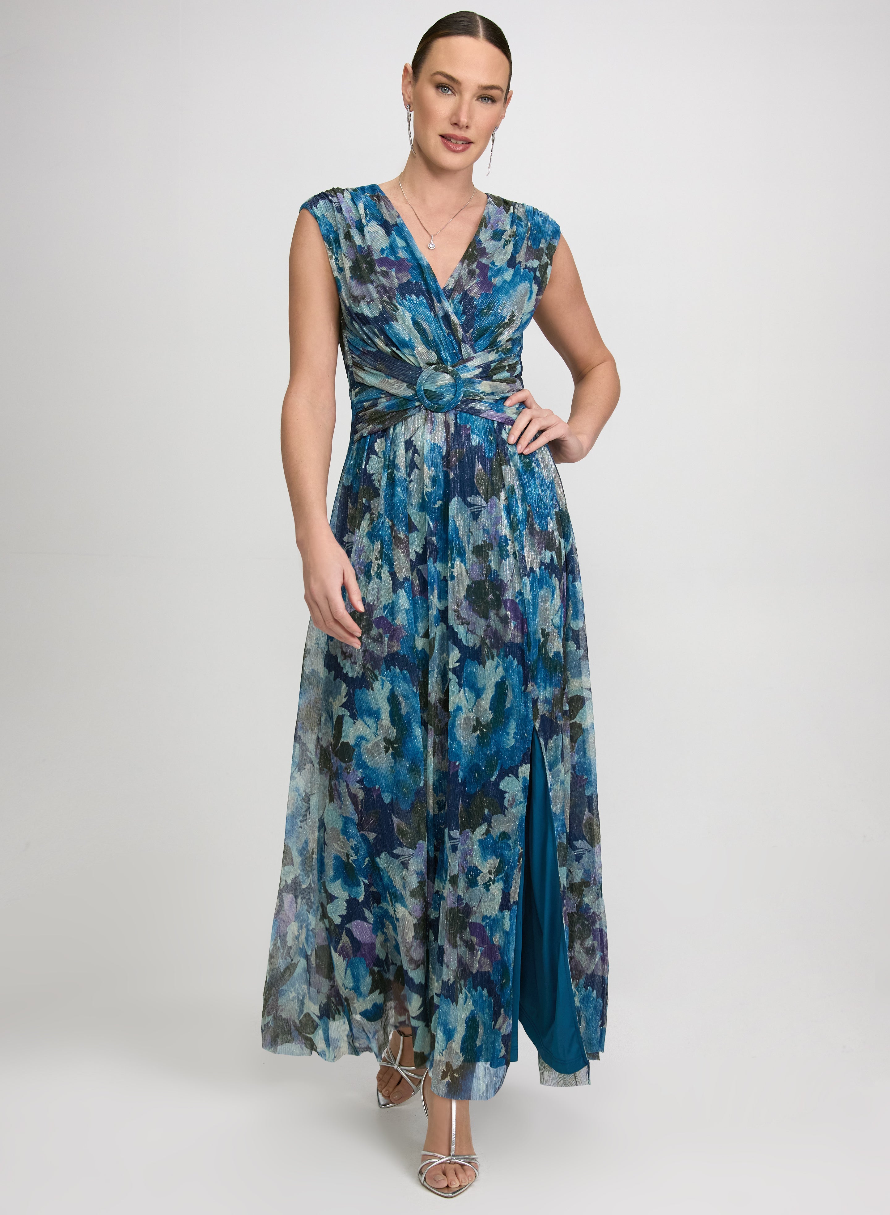 Metallic Floral Dress