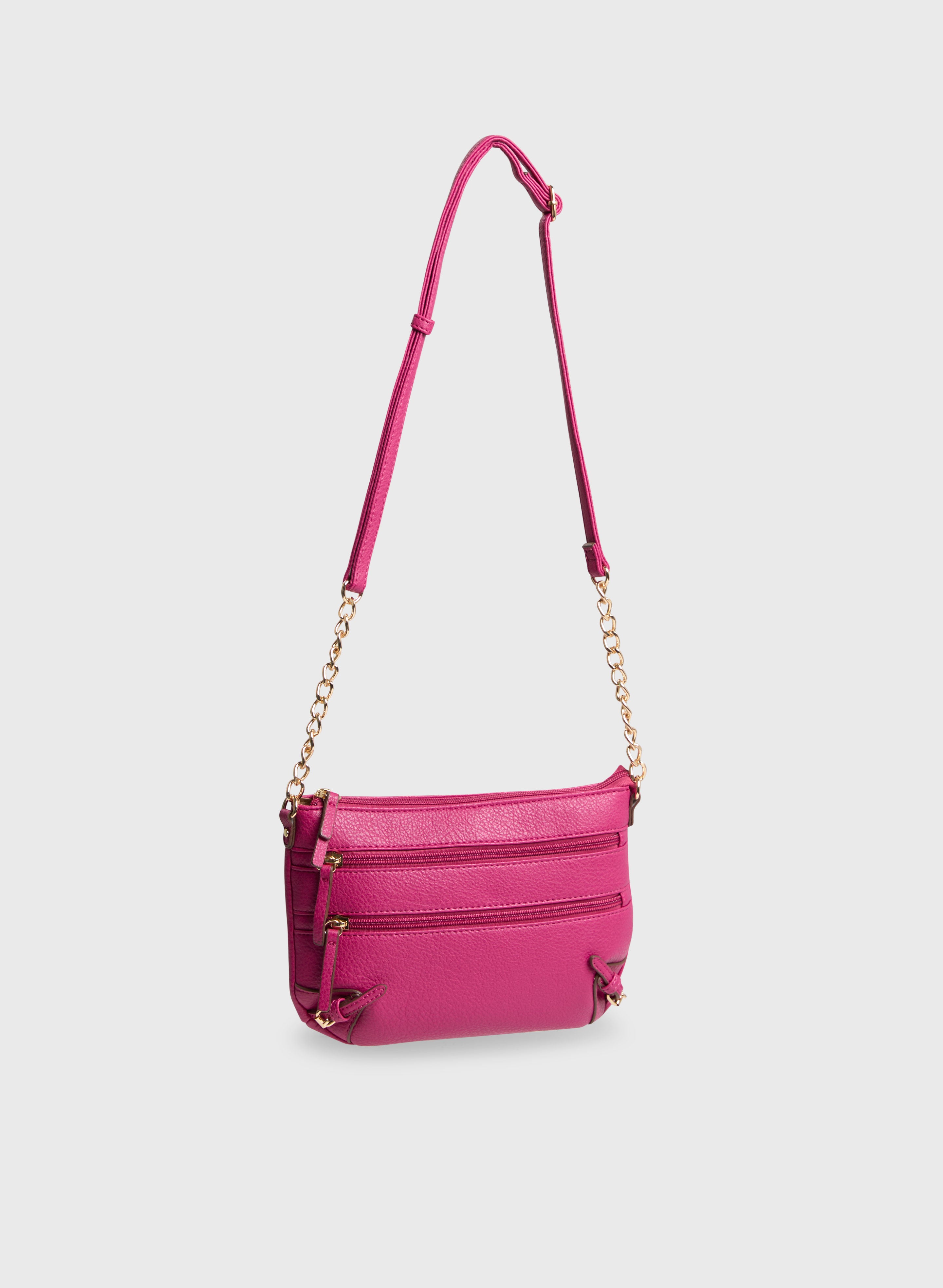 Accessories Women s Polyurethane Zippered Front Crossbody Bag in Fuchsia Size 0