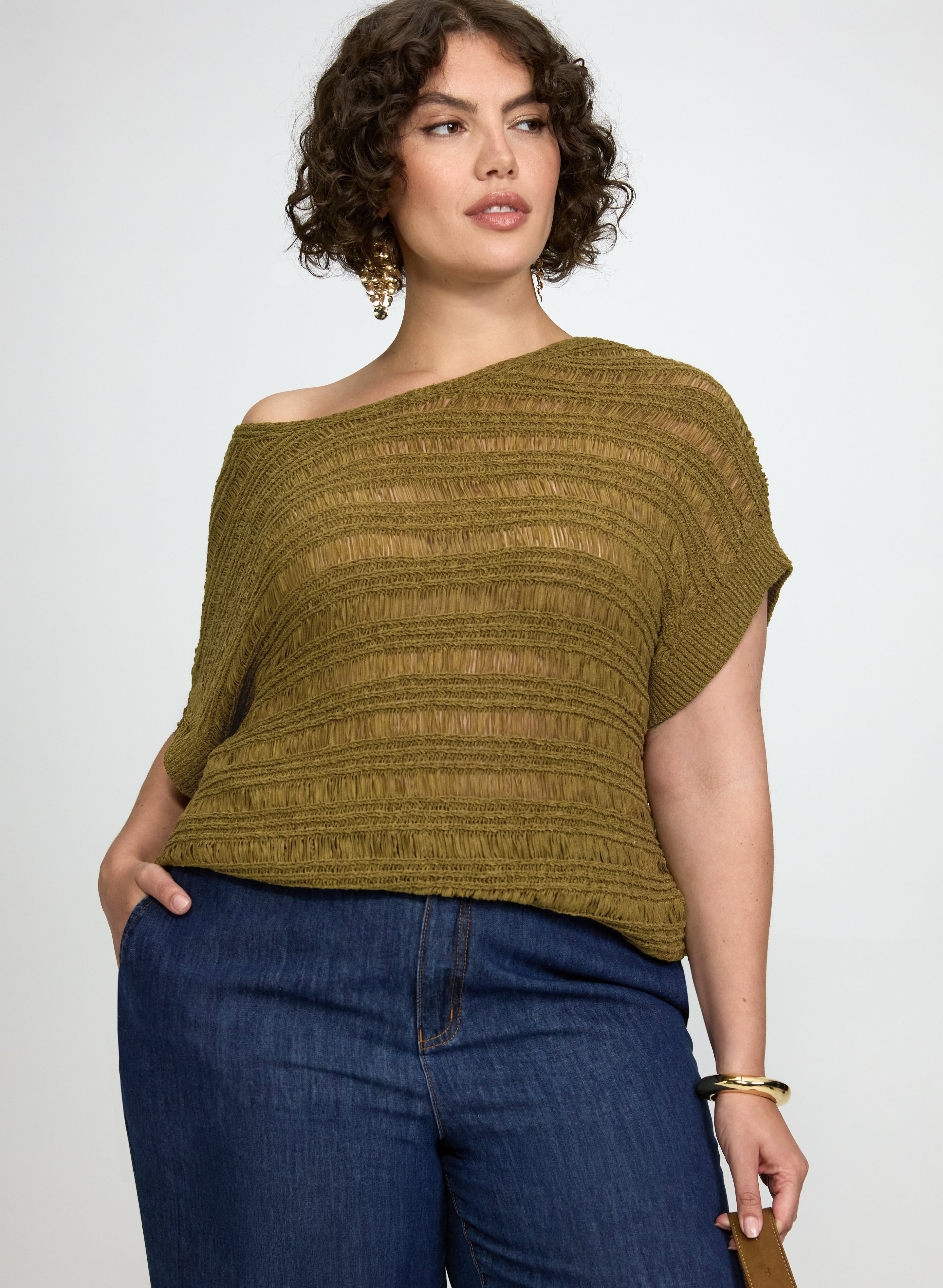 Boat Neck Short Sleeve Knit