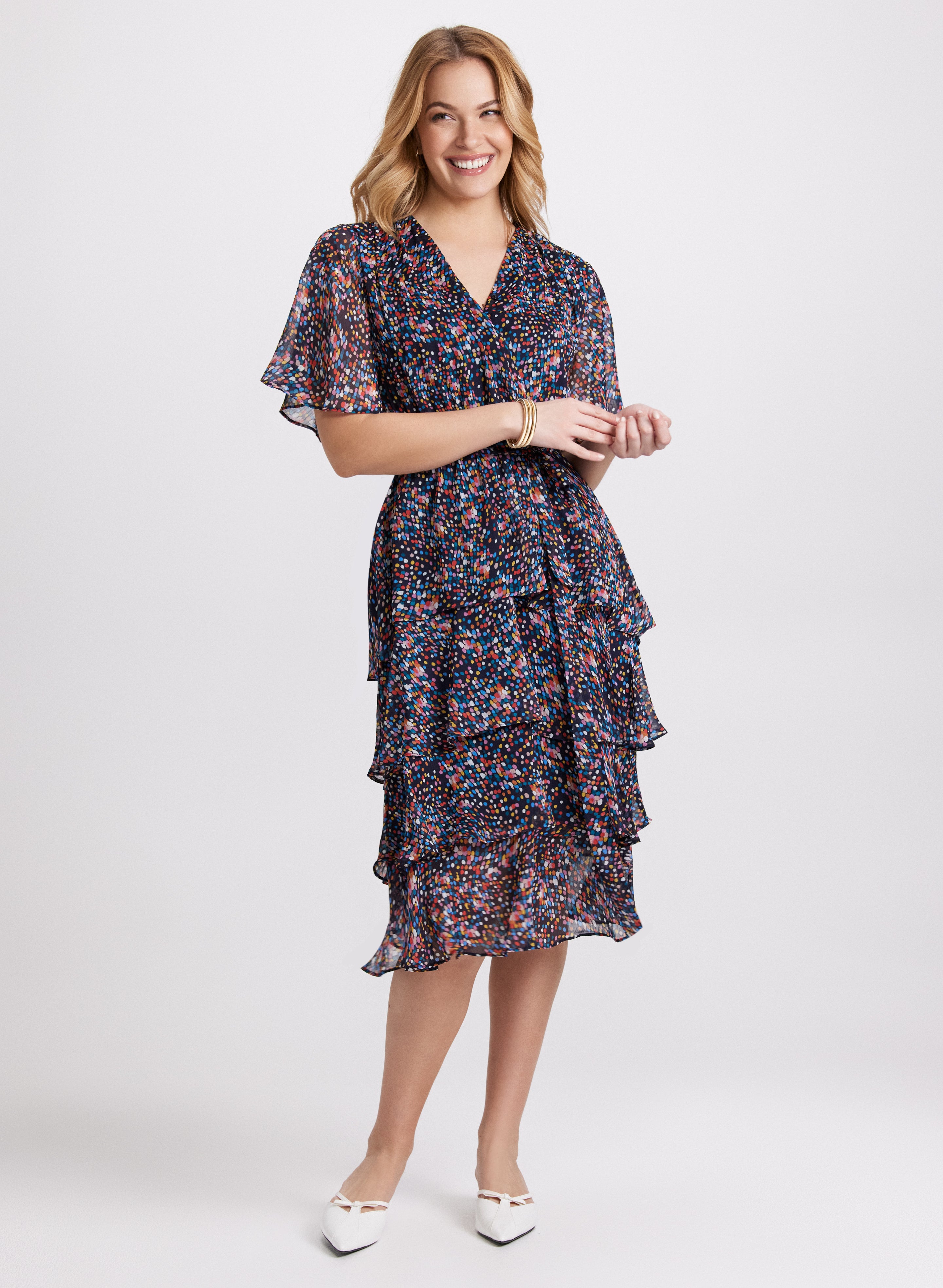 Tiered Confetti Print Dress