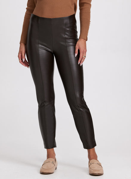 Sofia Vegan Leather Slim-Leg Pants