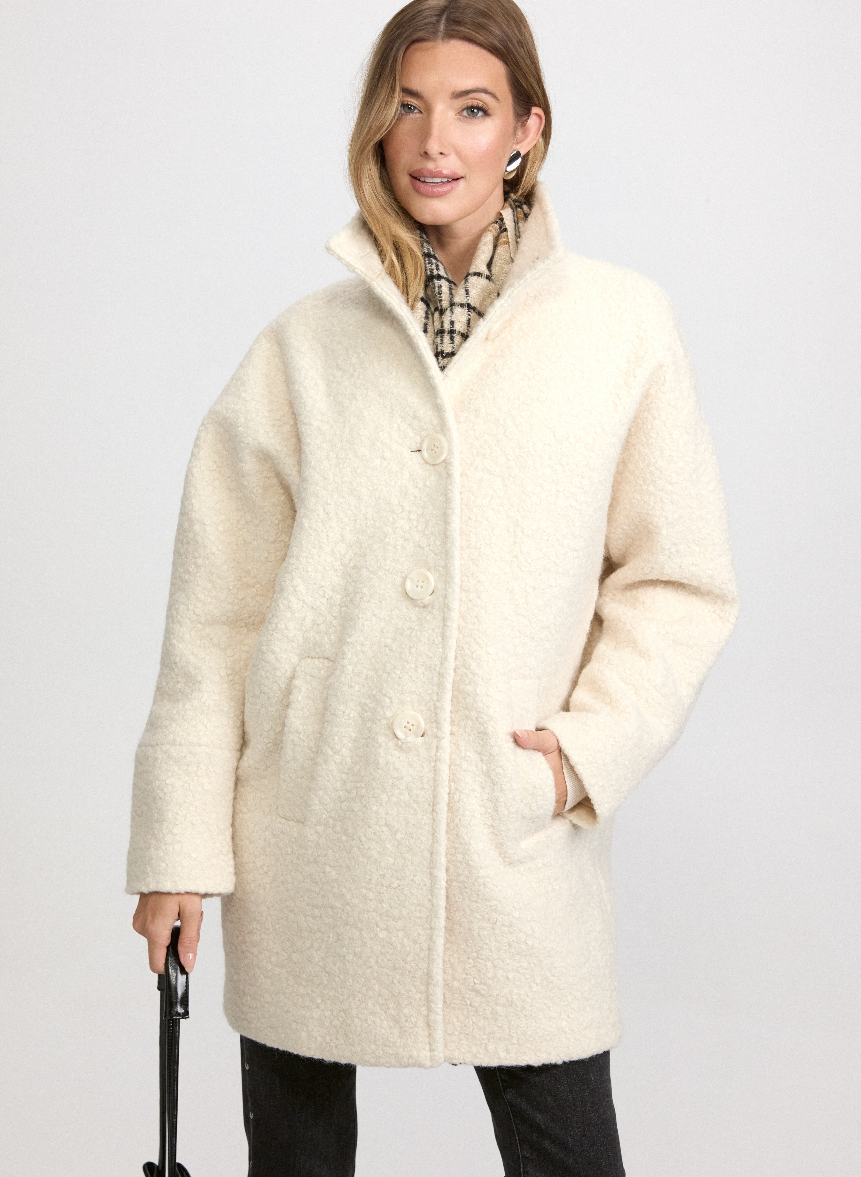 Bouclé Tweed Jacocoat ジャコット　kicuri 年末セール Stand Collar Bouclé Coat