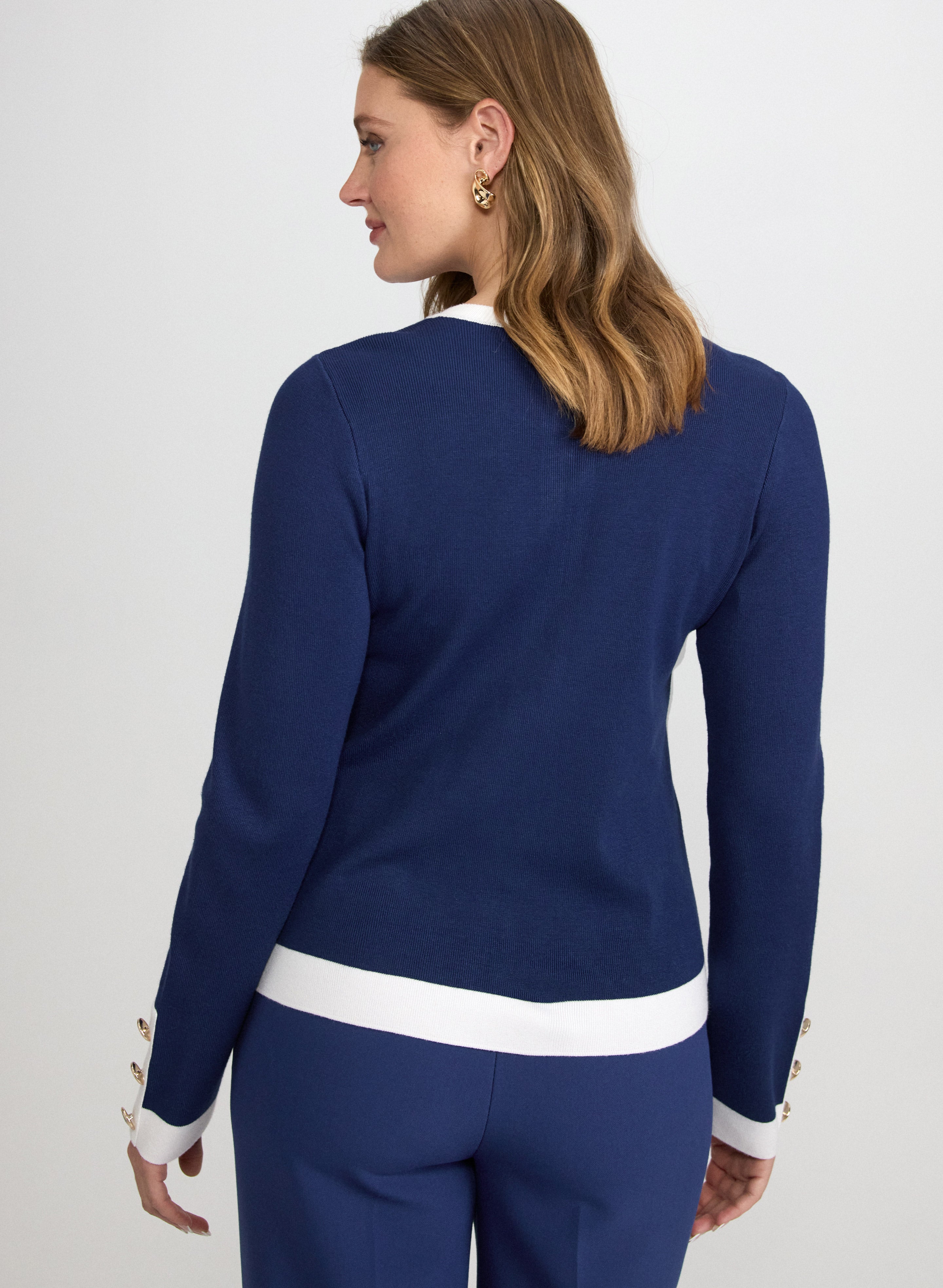 Colour Block Zip-Up Cardigan