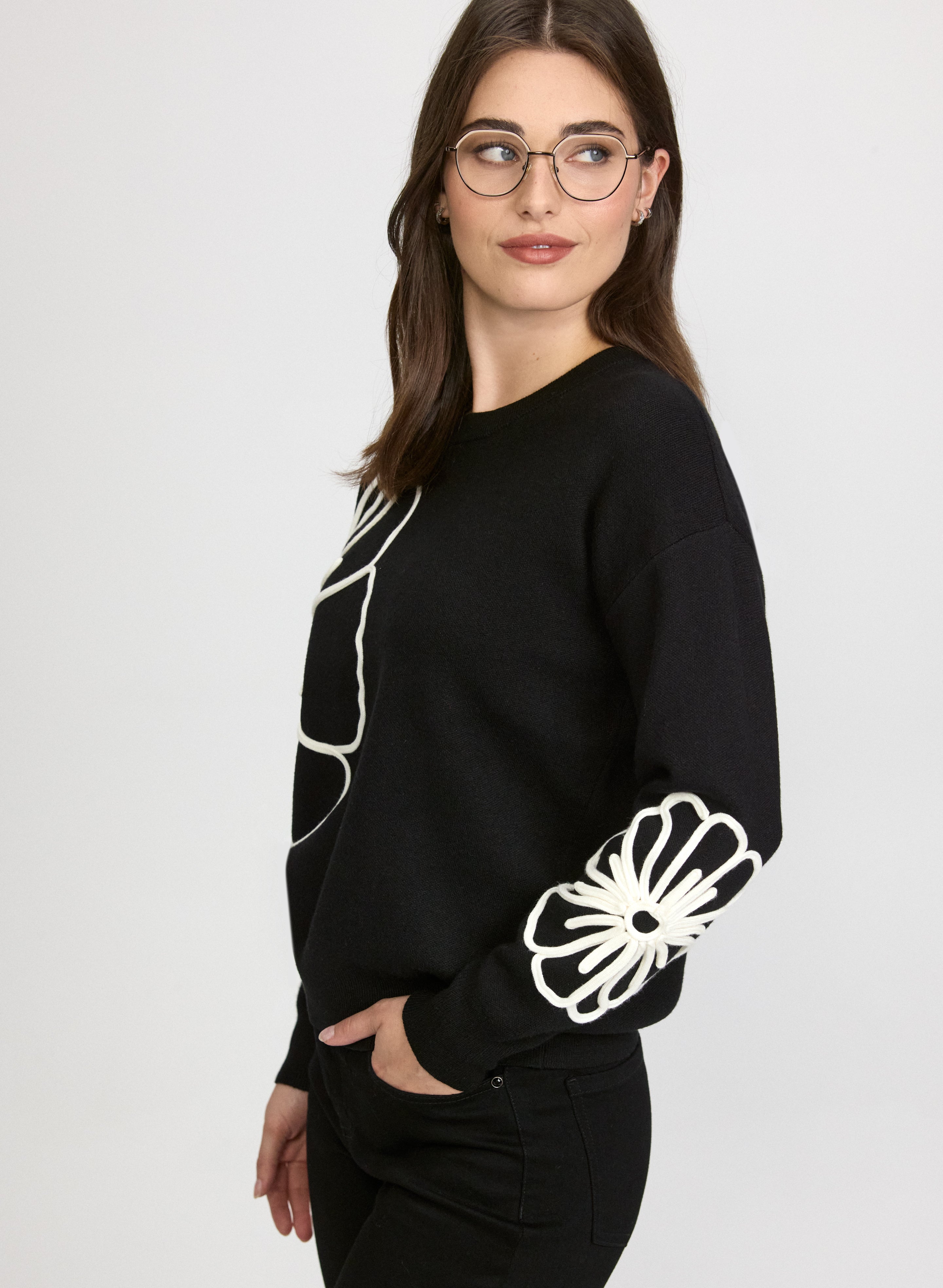 Floral Motif Sweater