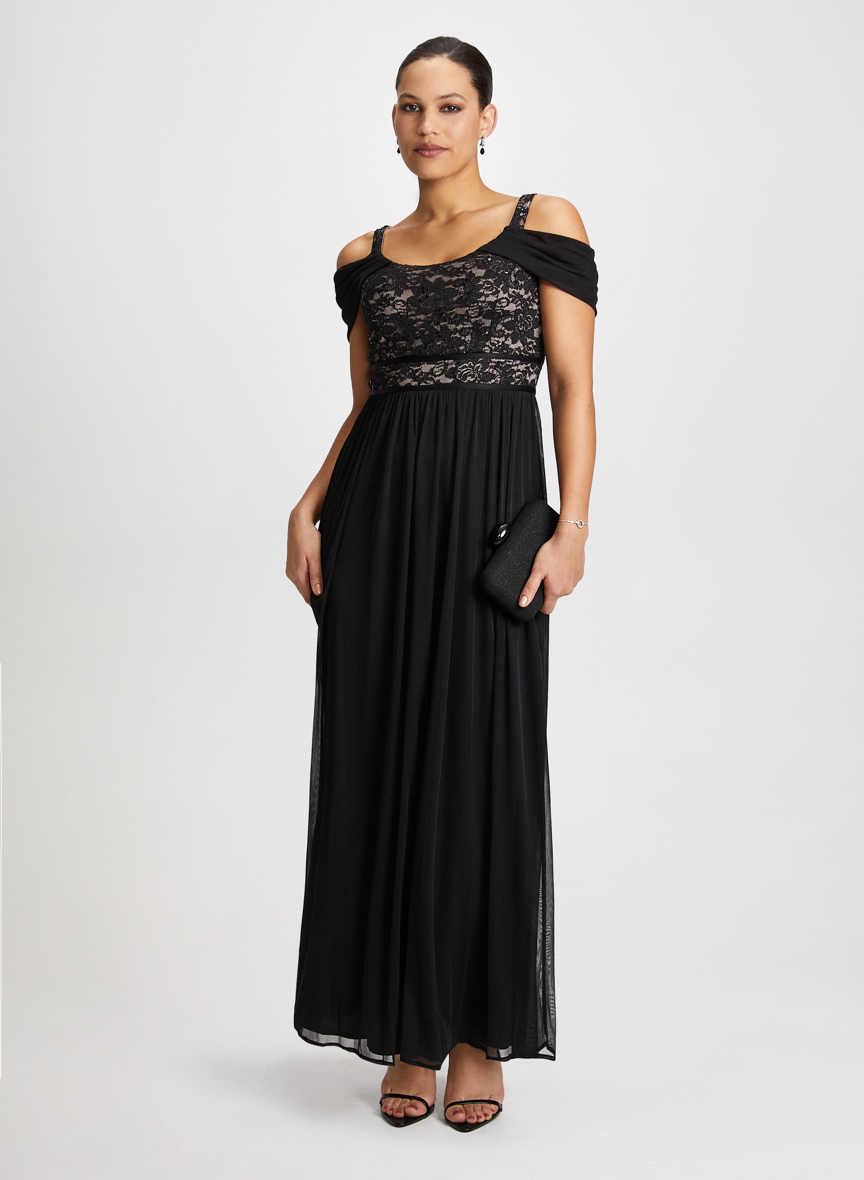 Lace Bodice Off-The-Shoulder Dress