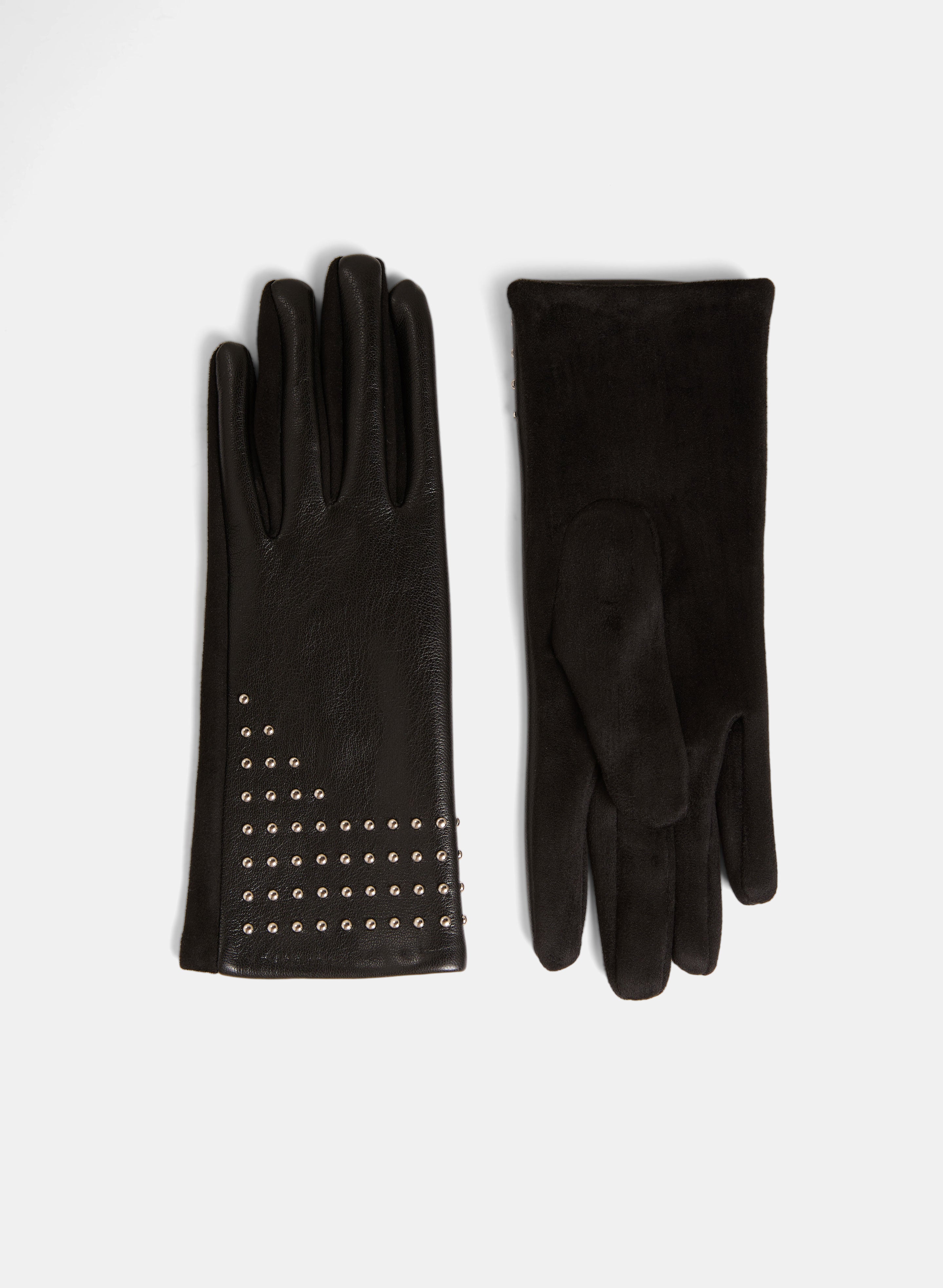 Studded Vegan Leather Gloves