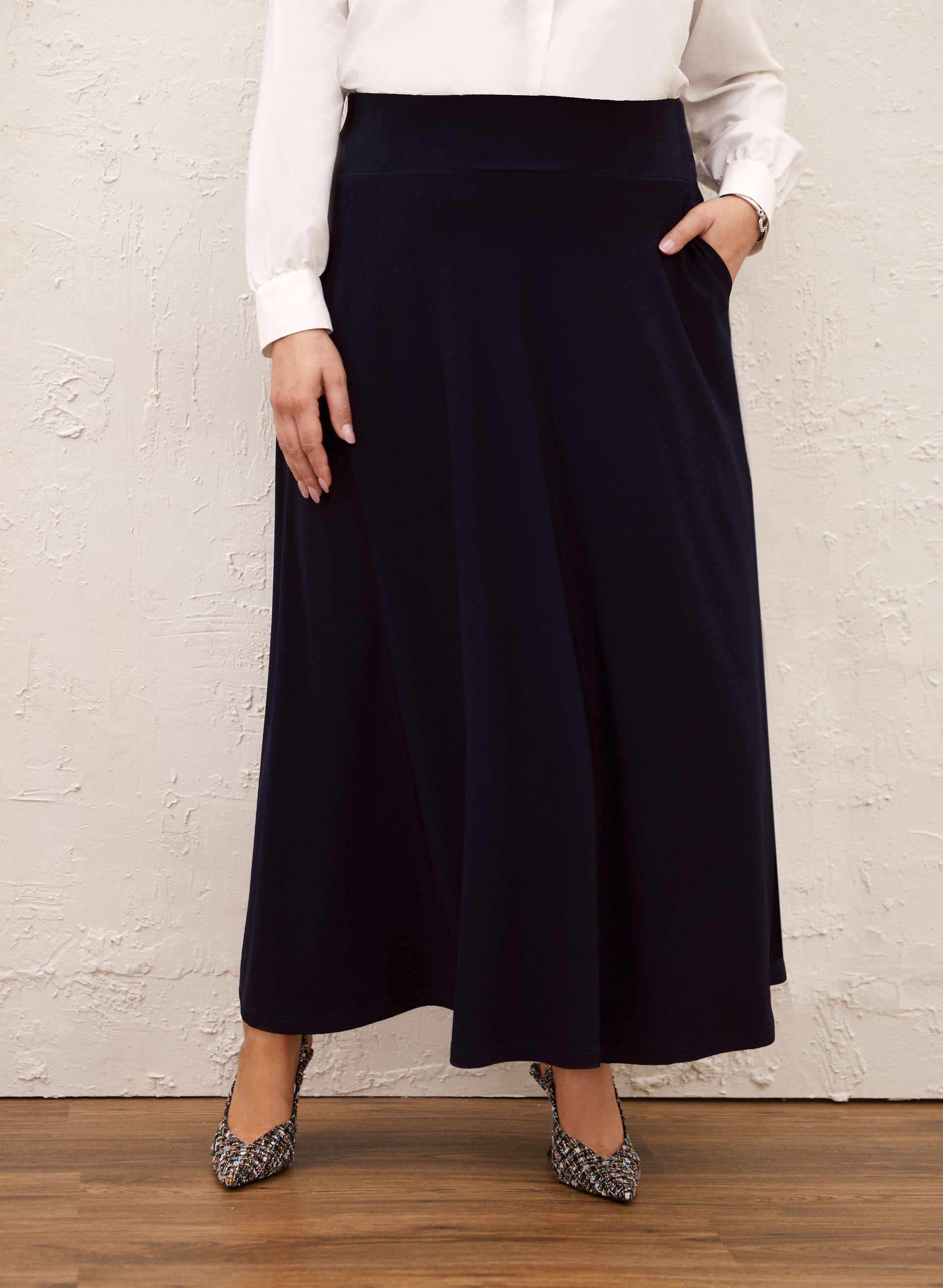 Laura Plus Women s Polyester Spandex Pull On Maxi Skirt in Dark Navy Size 2X