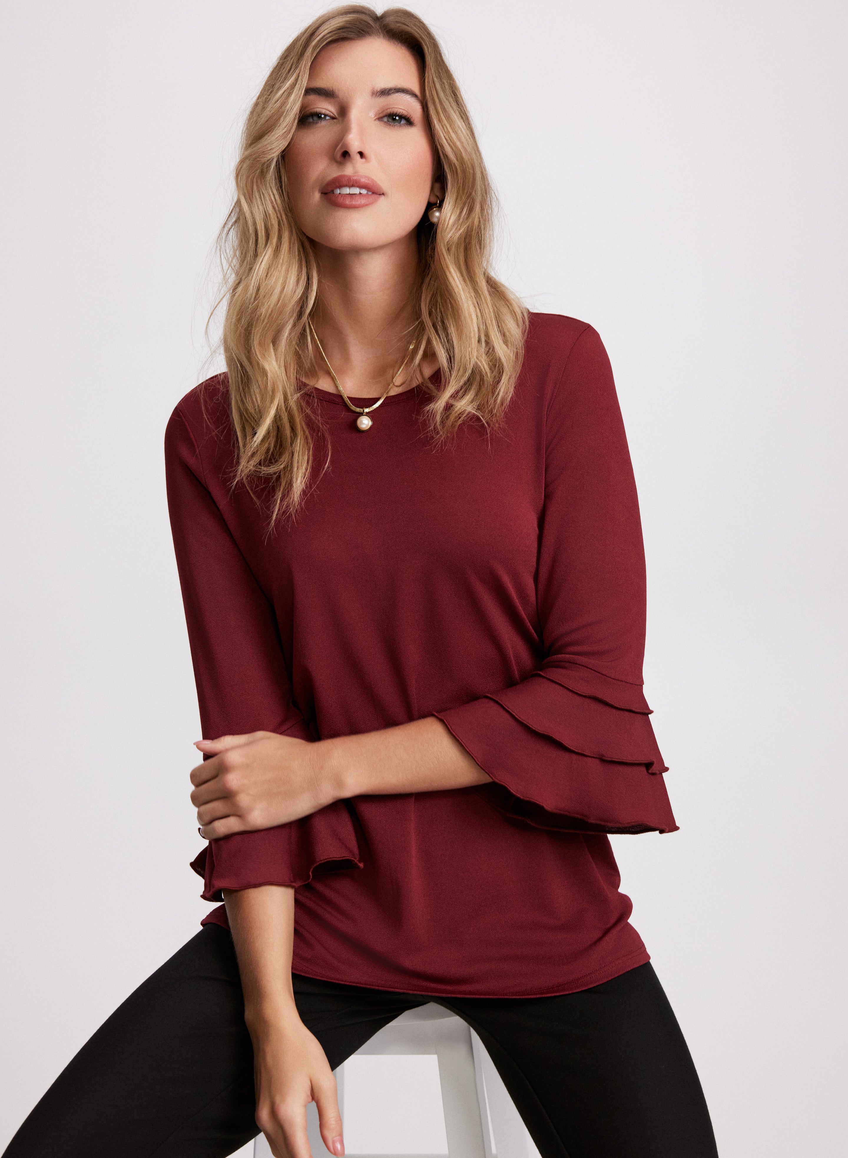 Ruffled 3/4 Sleeve Top