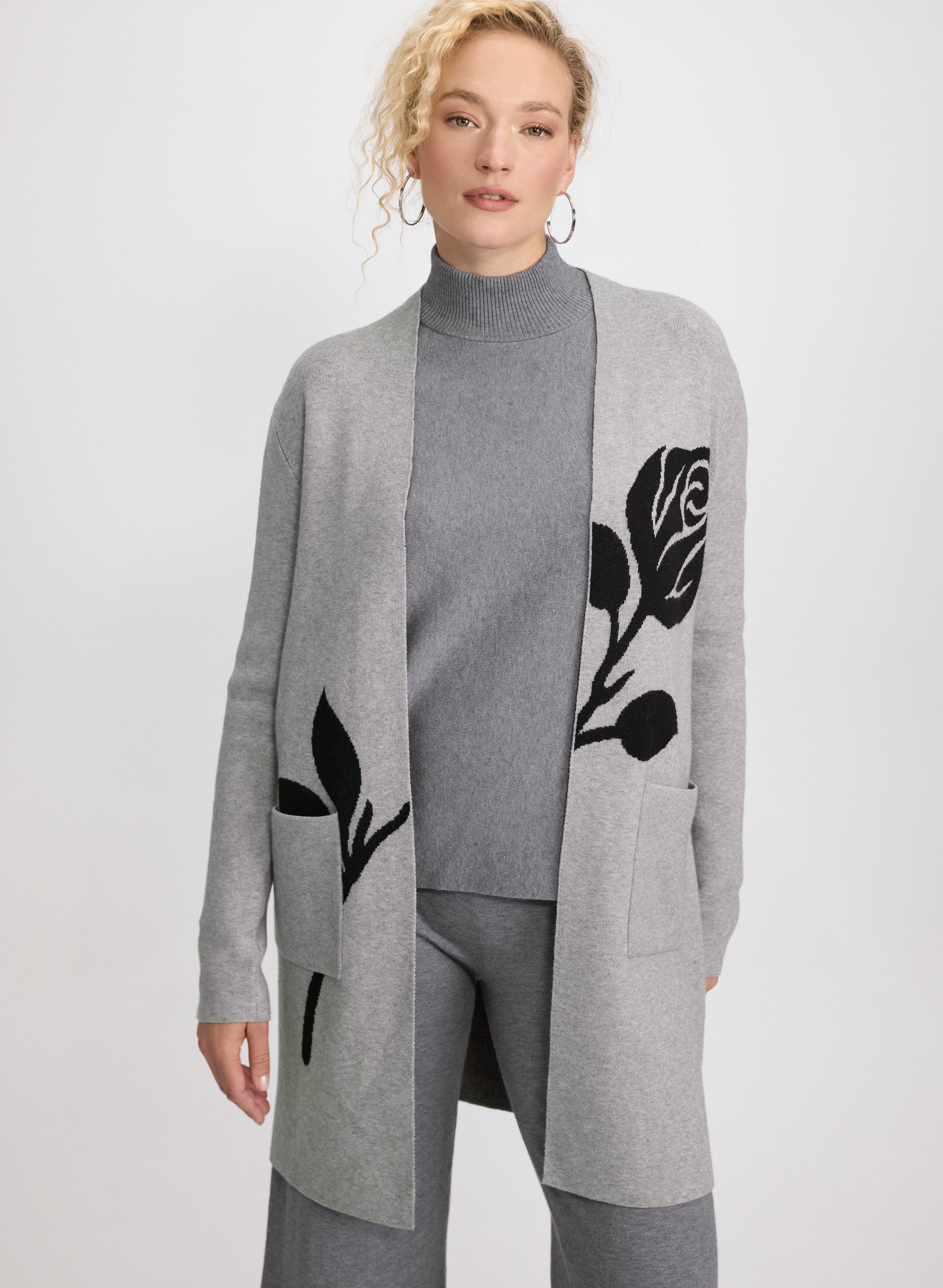 Floral Placement Print Cardigan