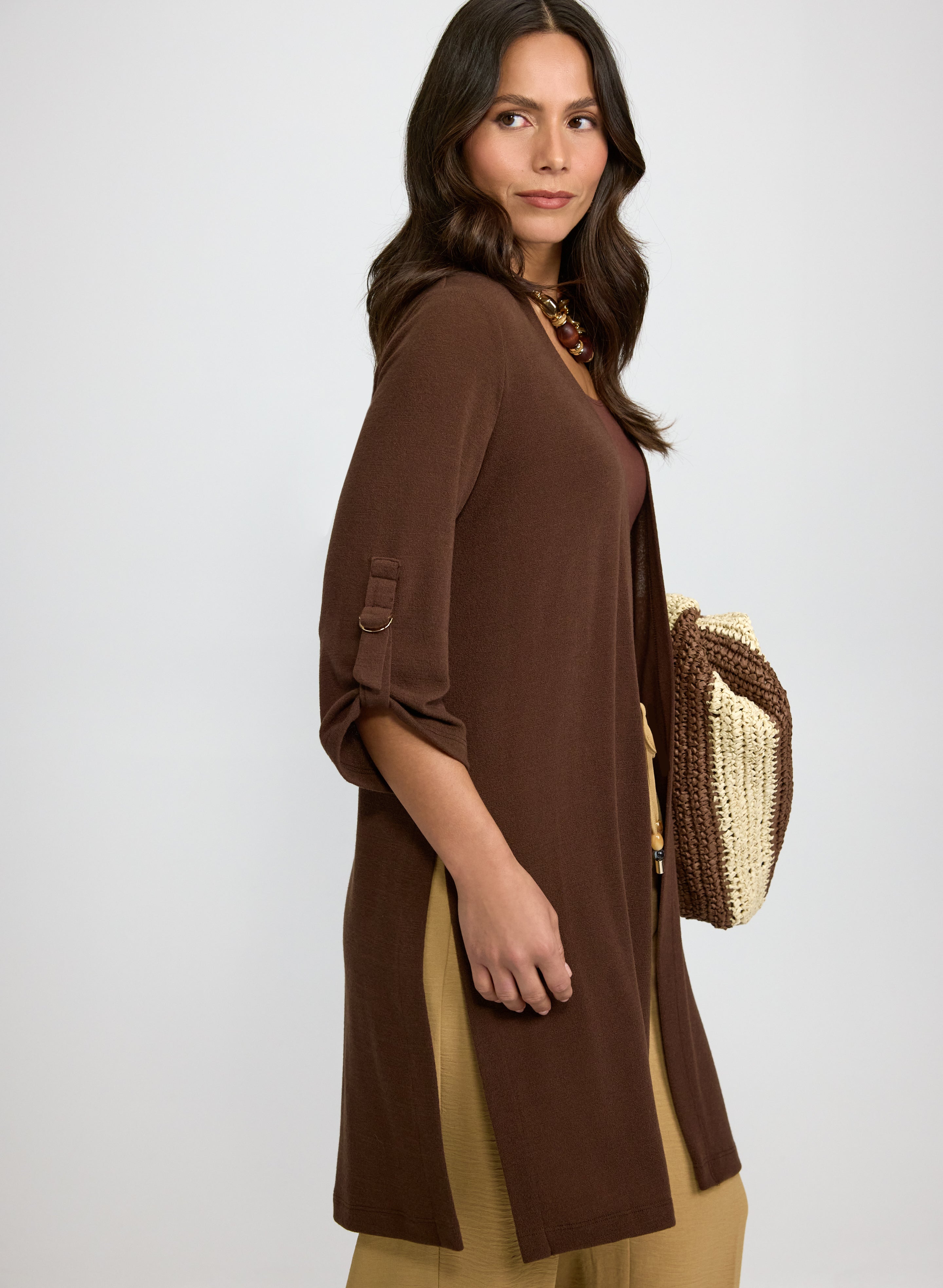 Long Open-Front Cardigan