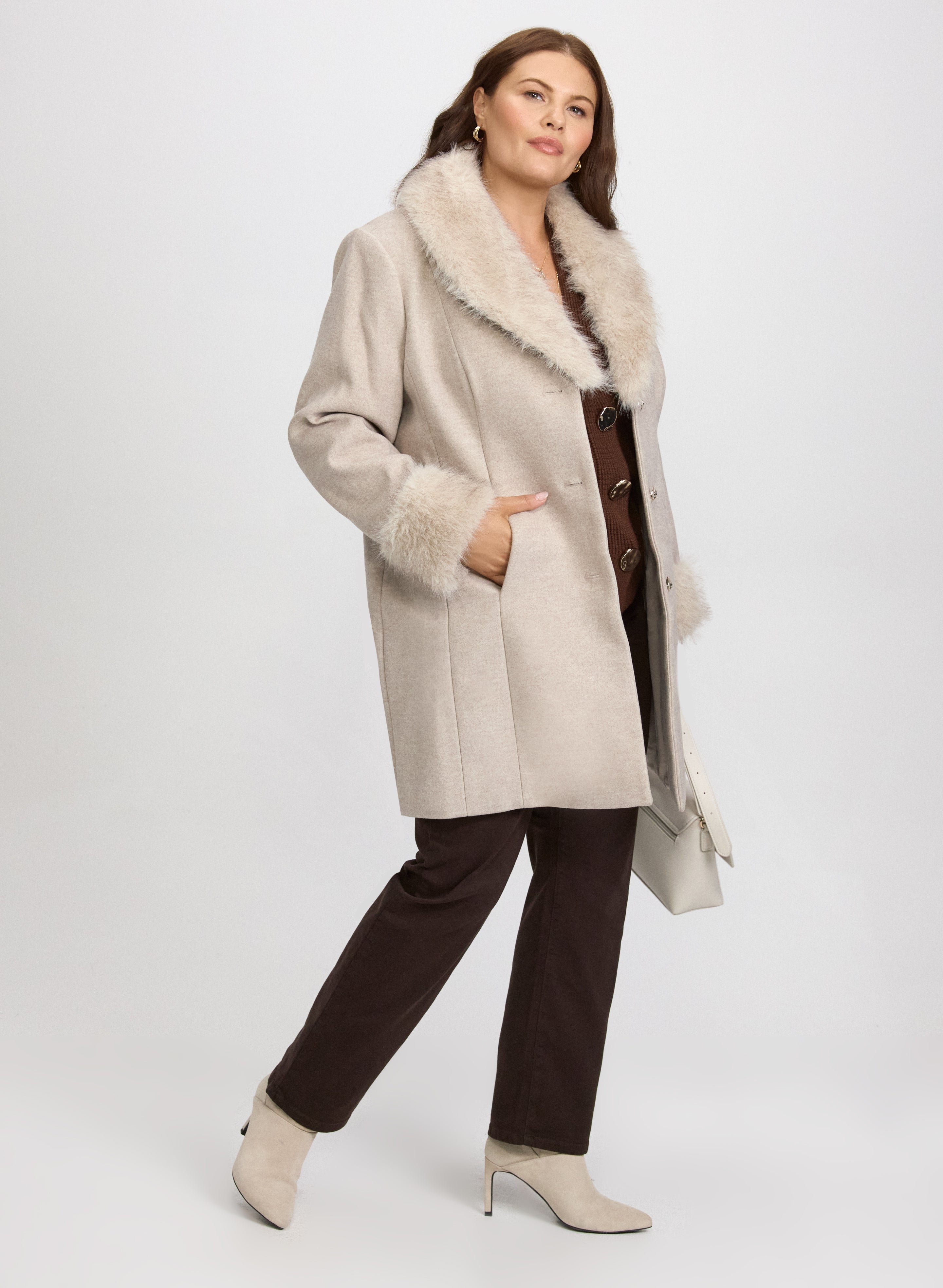 Faux-Fur Detail Coat