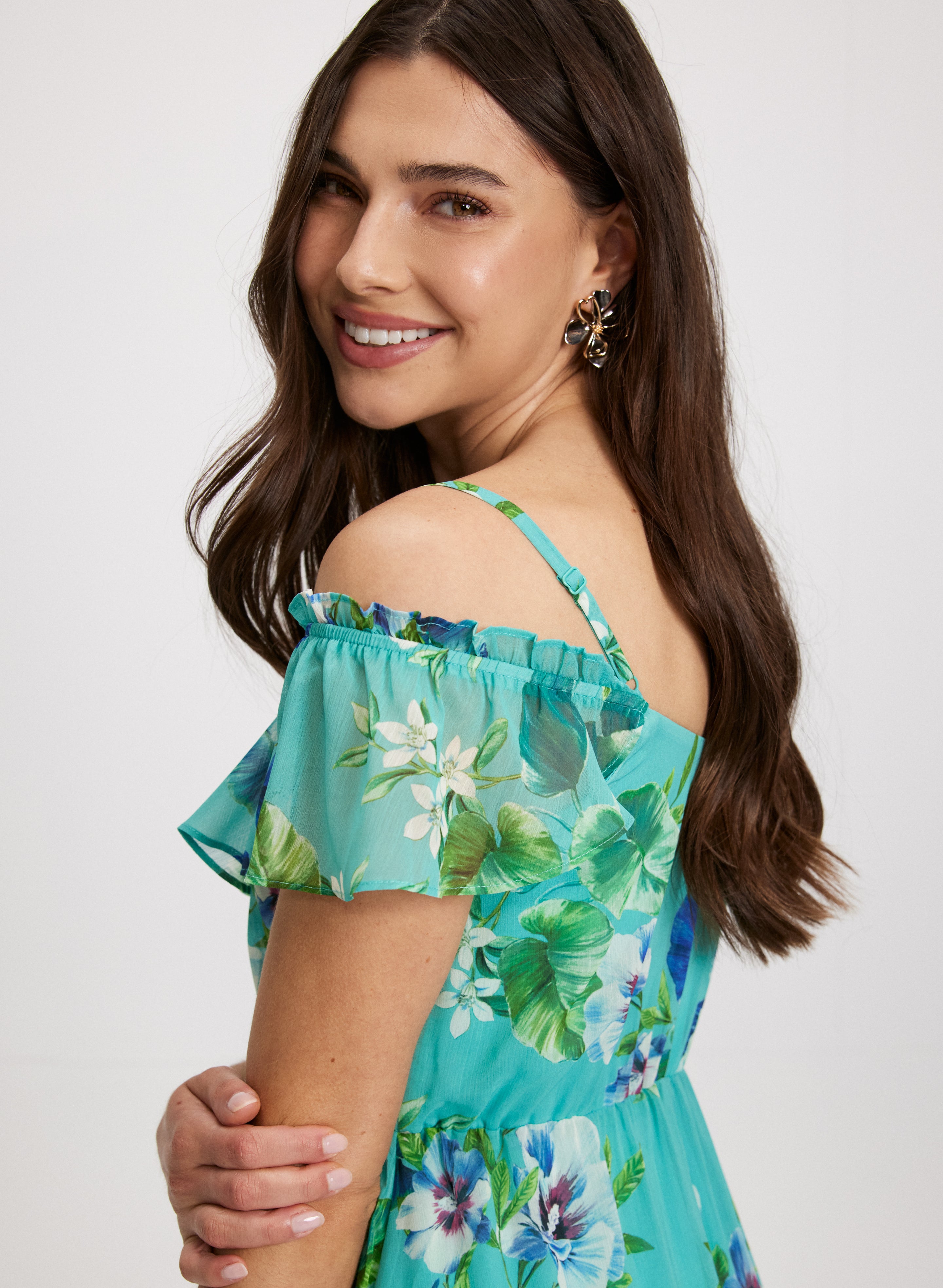 Long Chiffon Floral Dress