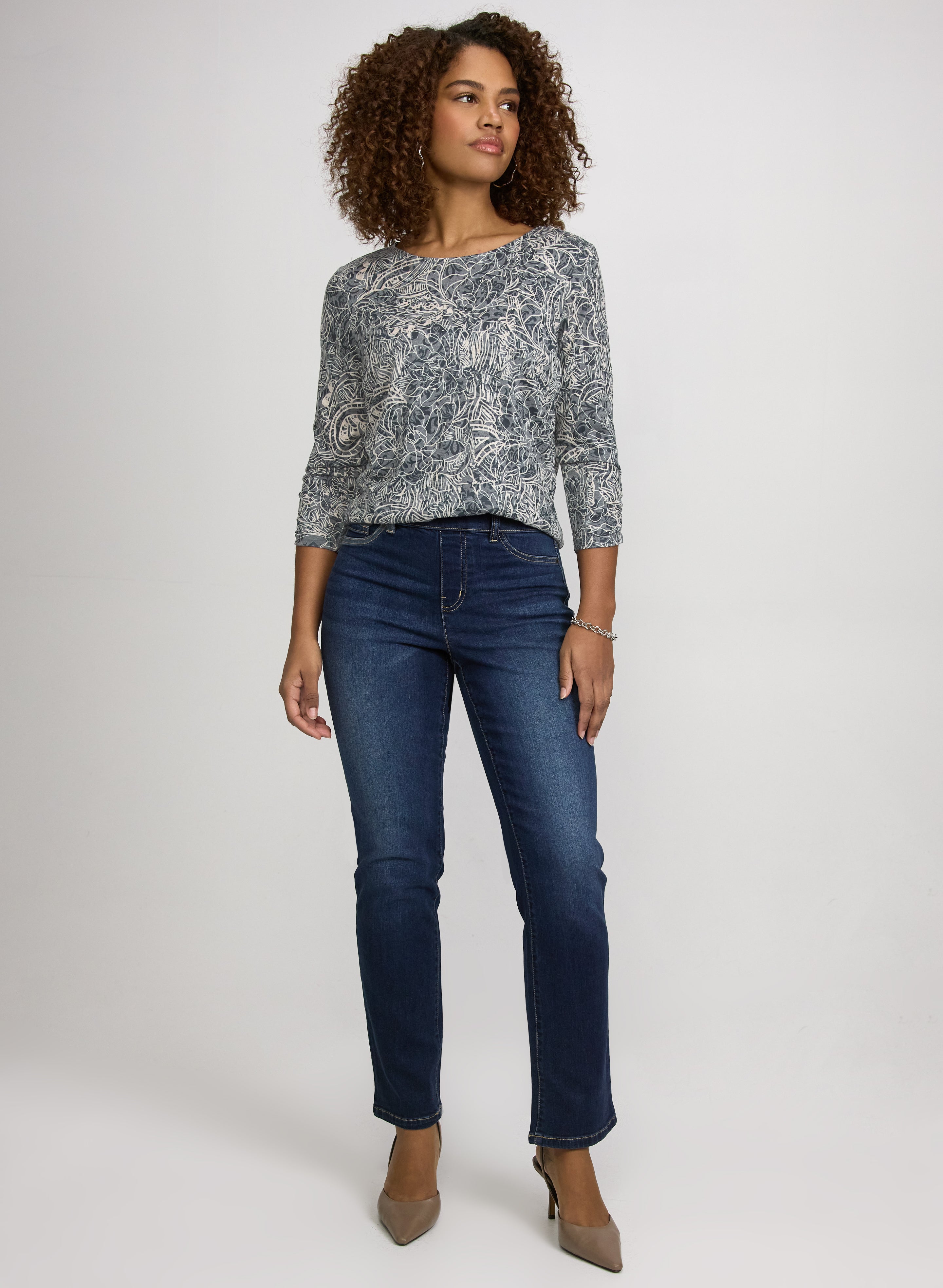 トップス Laura Embellished Mixed Print Top