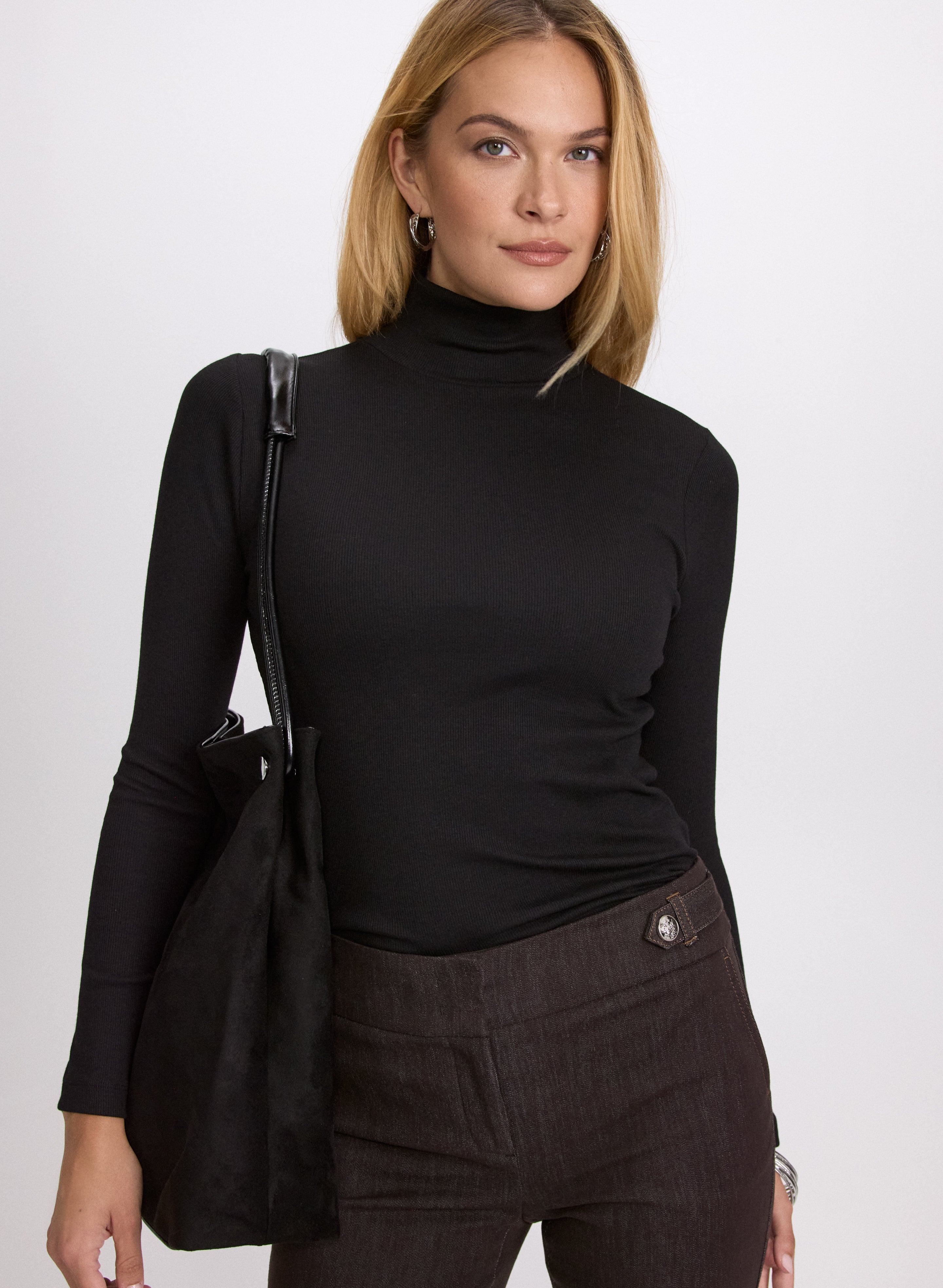 Ribbed Mock-Neck Top