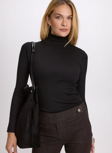 Ribbed Mock-Neck Top