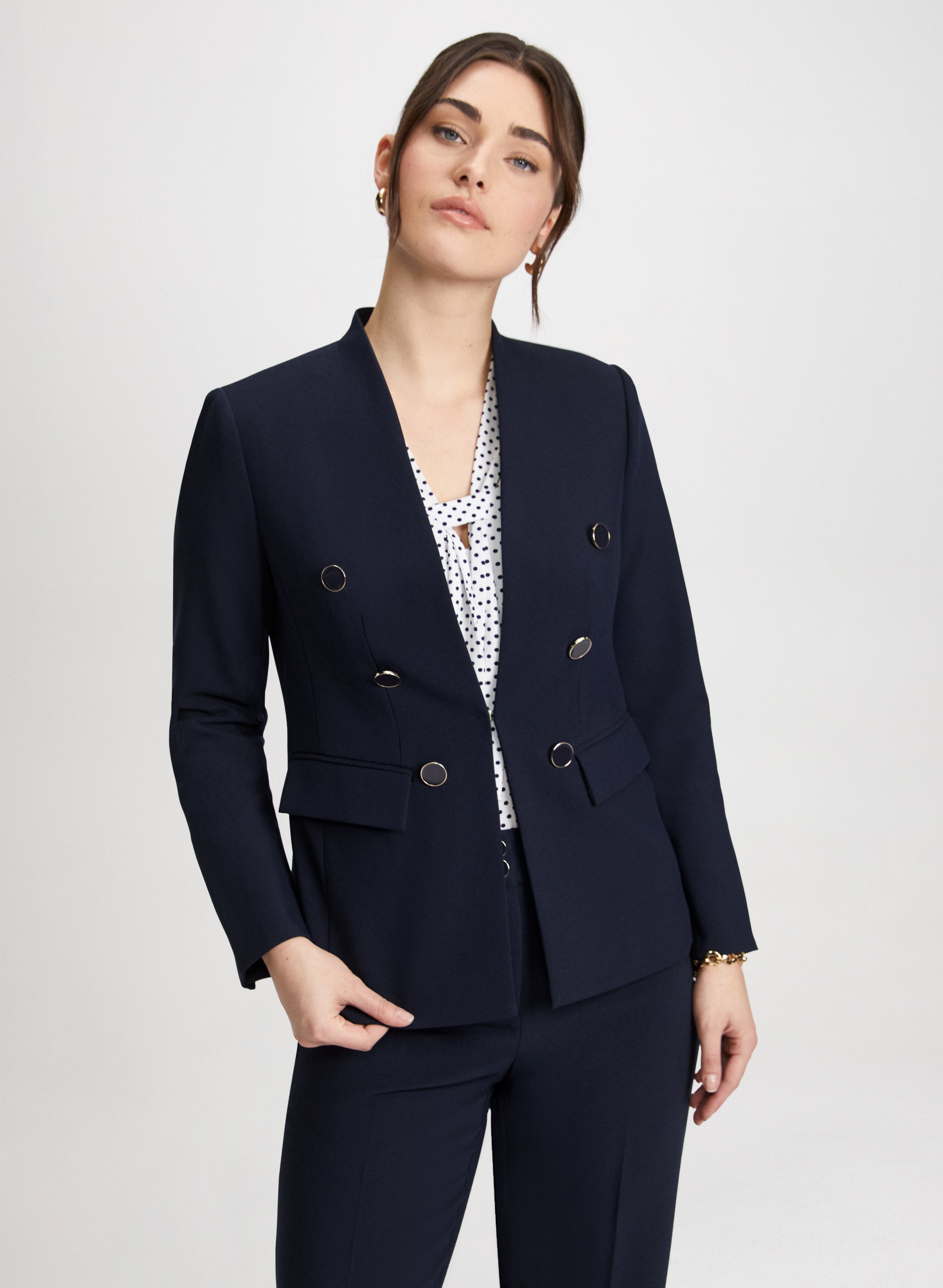 Contrast Button Blazer