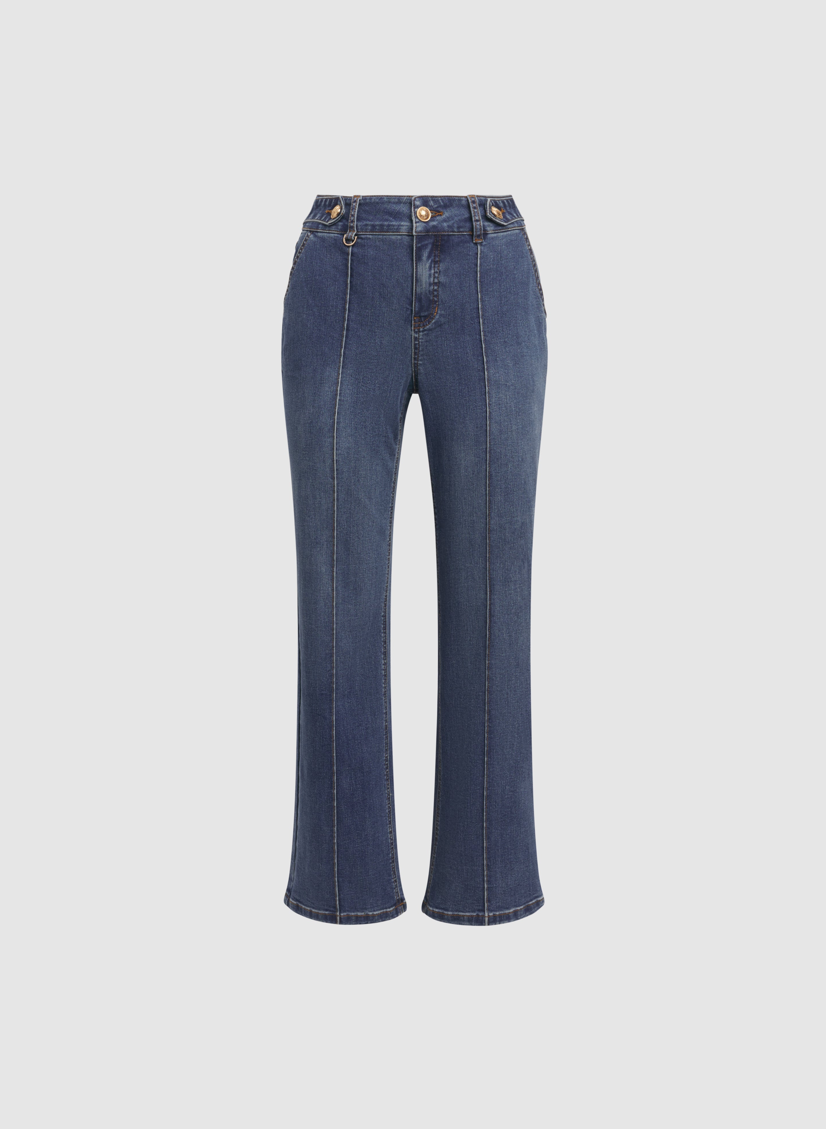 Pinched Seam Flare-Leg Jeans