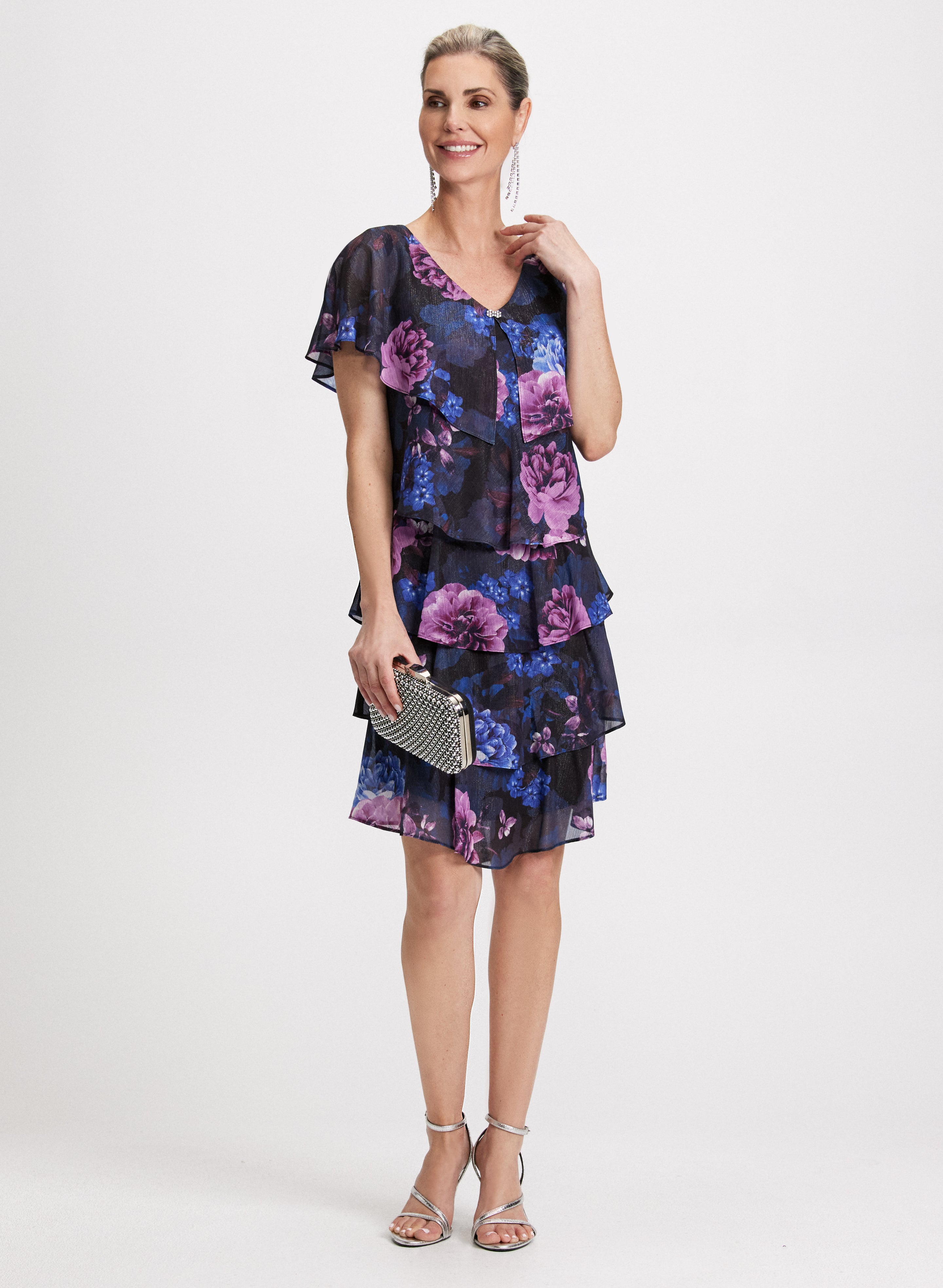 Tiered Floral Print Dress