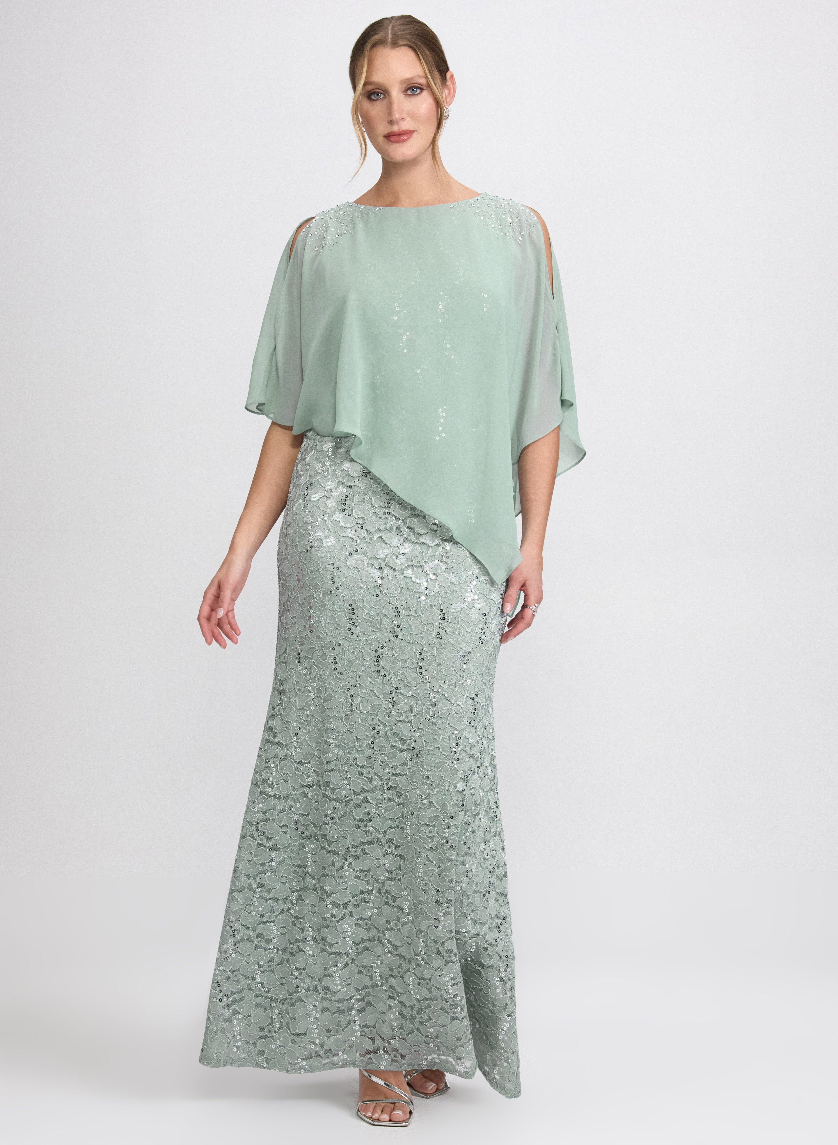 Lace Capelet Overlay Dress Lace Capelet Overlay Dress