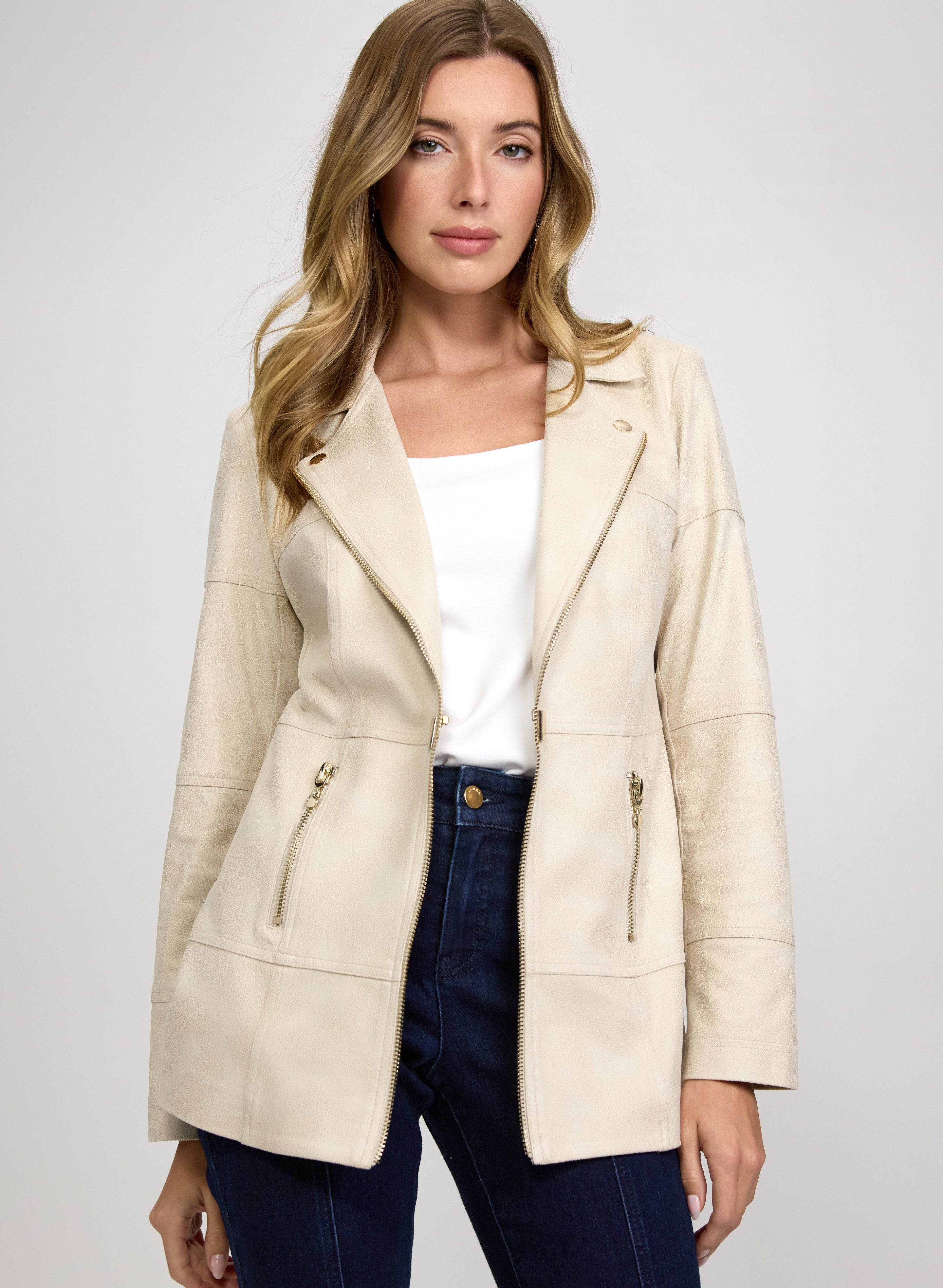 あや　cityshop FAUX SUEDE VOLUMEスウェード Vex - Faux-Suede Jacket