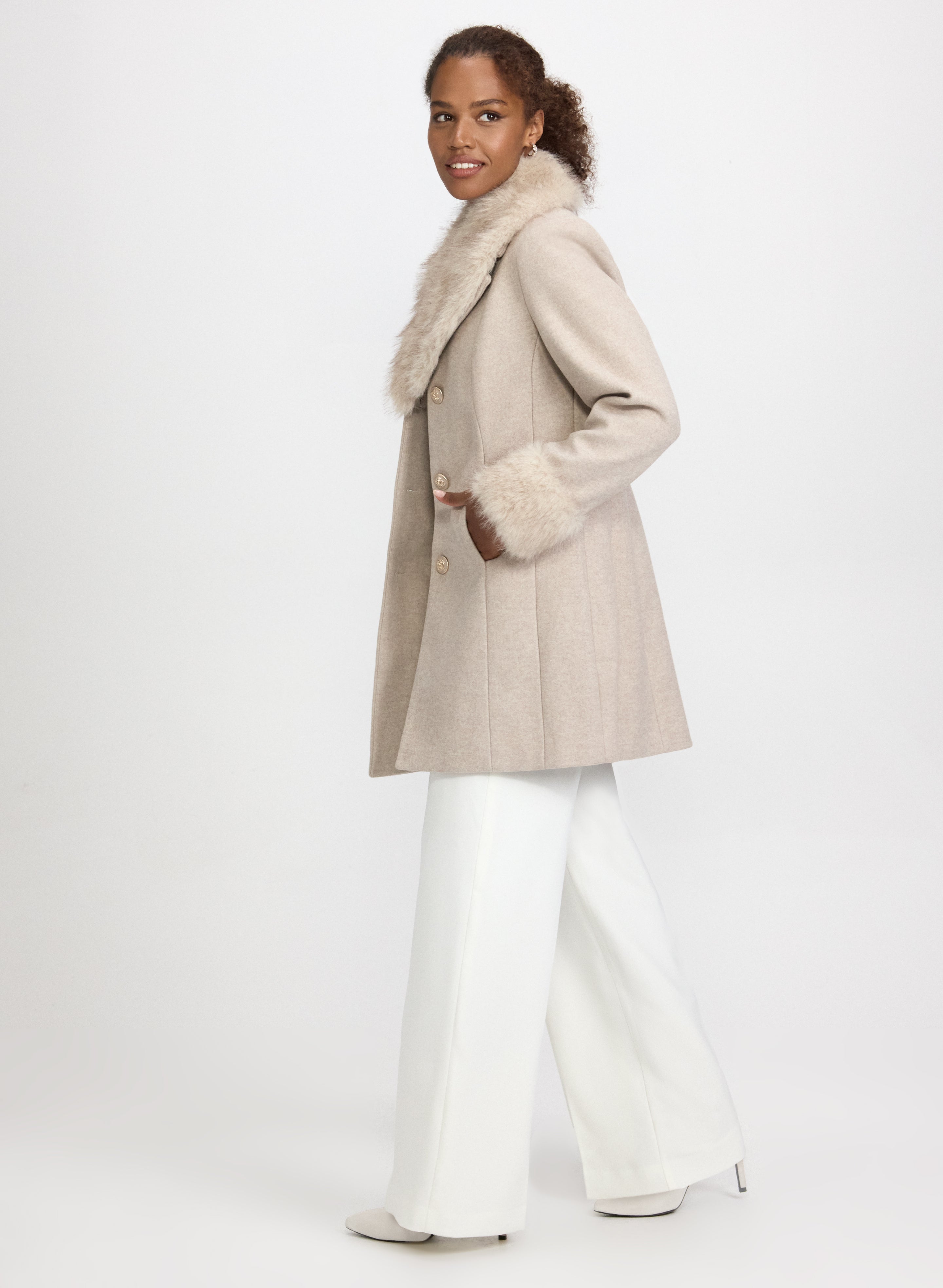 Faux-Fur Detail Coat