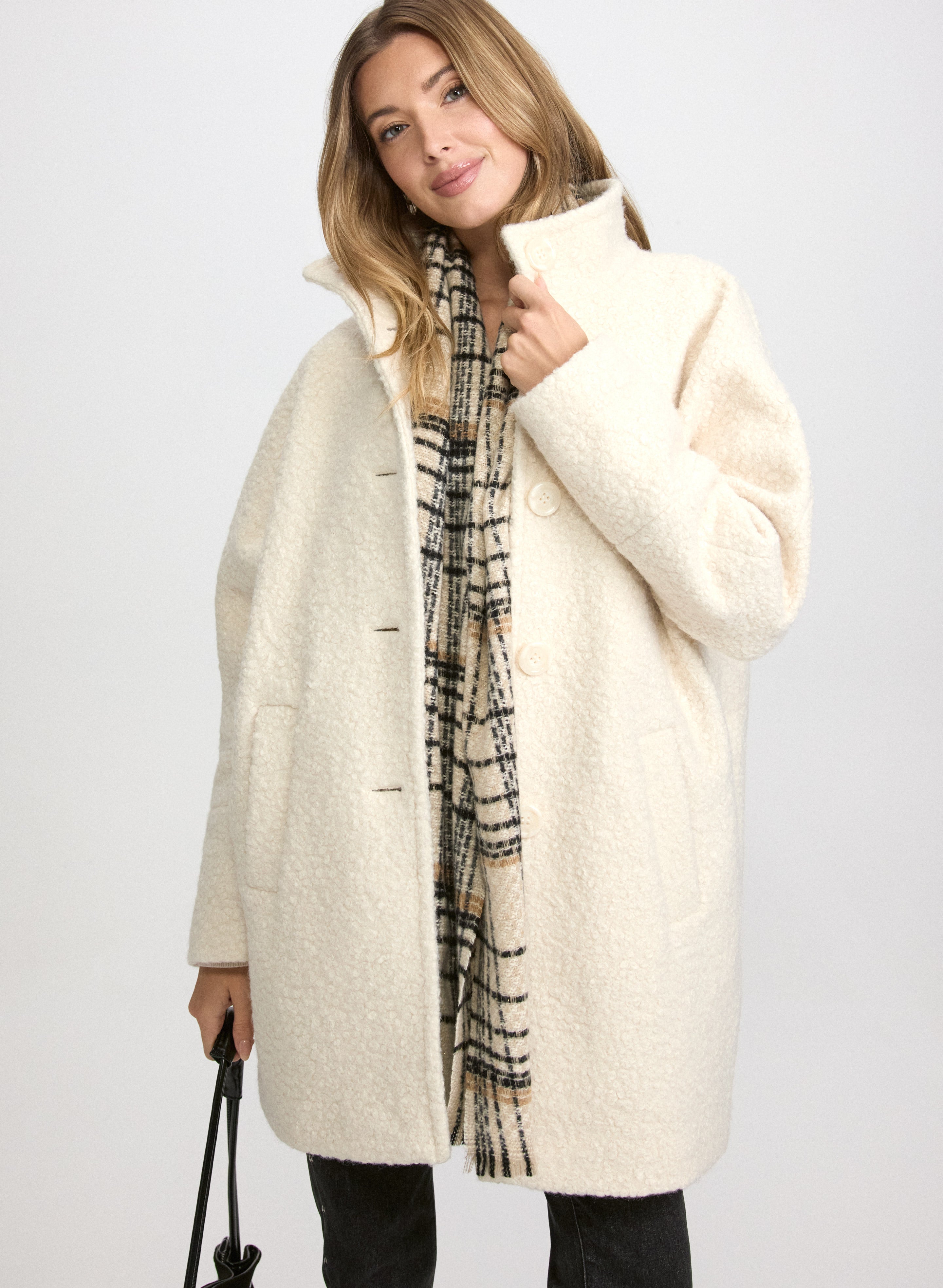 Stand Collar Bouclé Coat