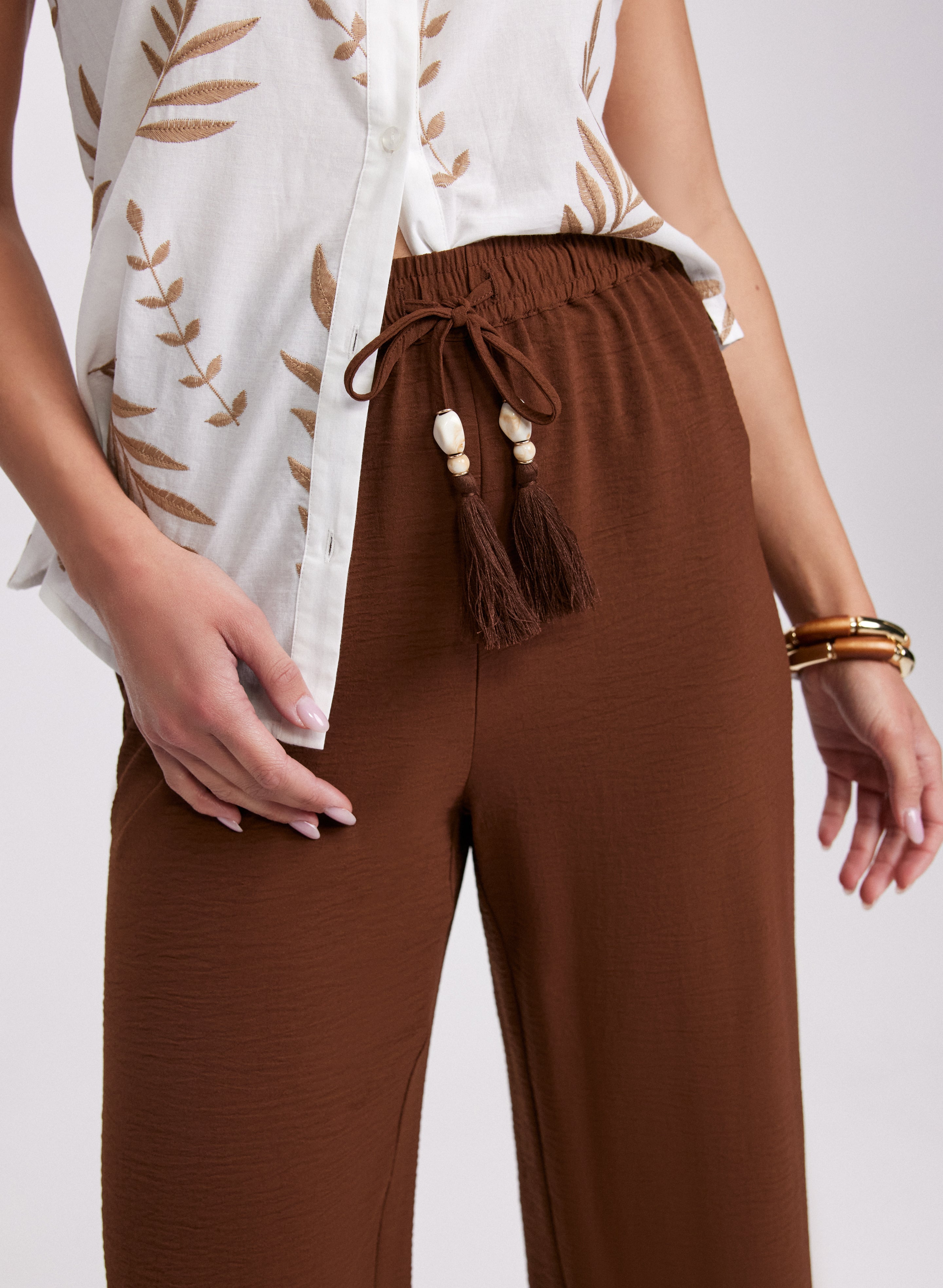 Olivia Crinkled Wide-Leg Pants