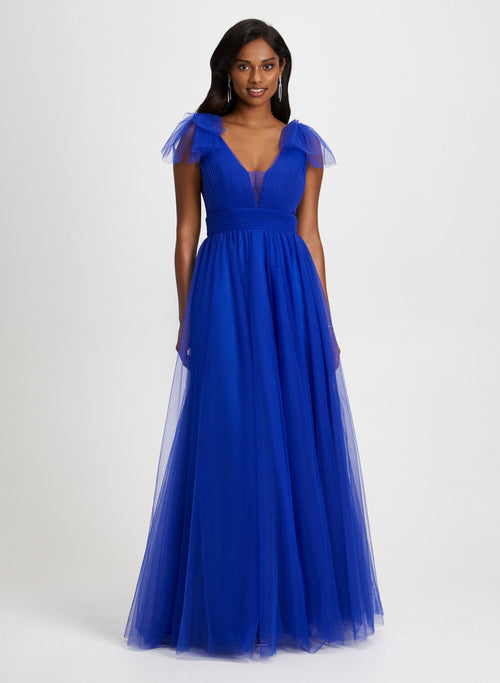 Buy Prom Dress Cotton Silk Blue Trouser Suit LSTV114642