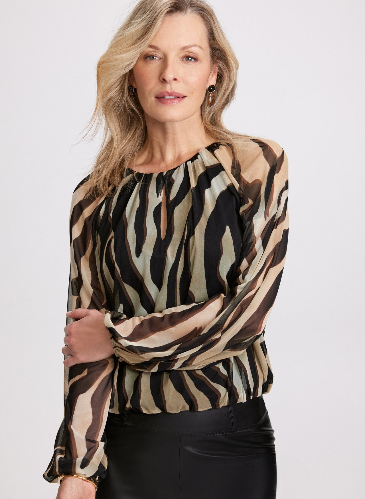 Juliette Blouse in Flocked Zebra Taffeta