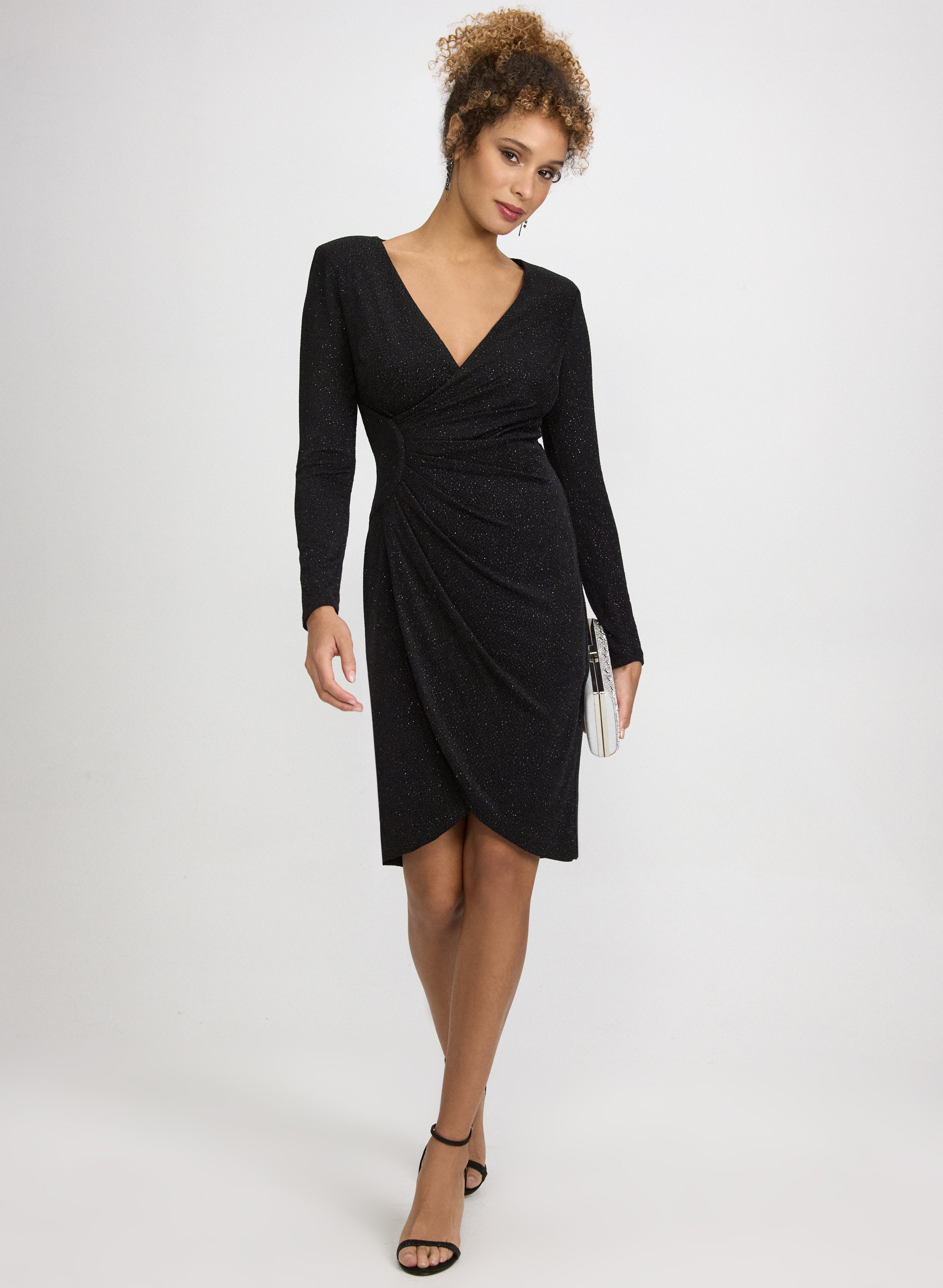 Draped Glitter Knit Dress