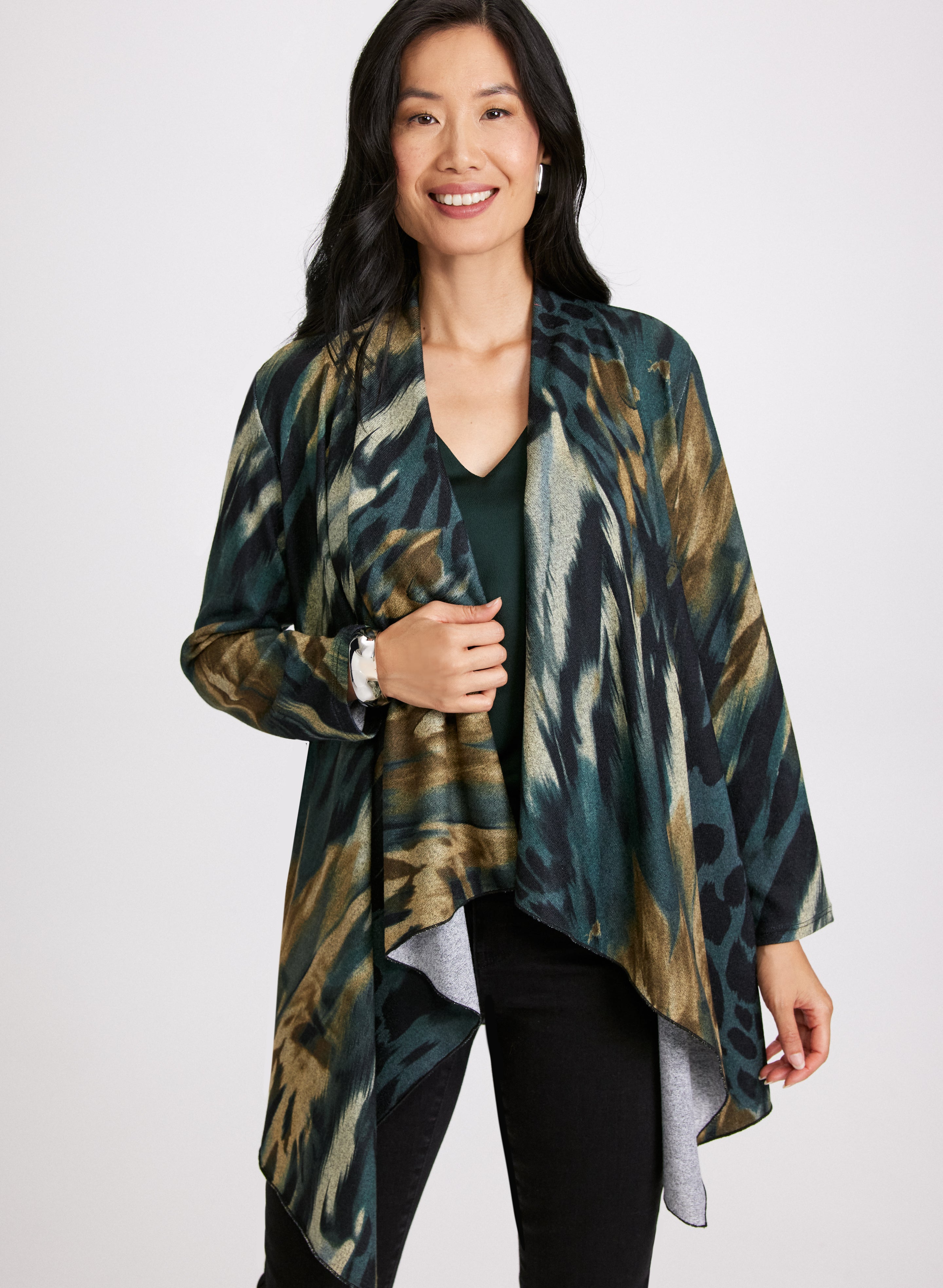 Abstract Animal Print Cardigan