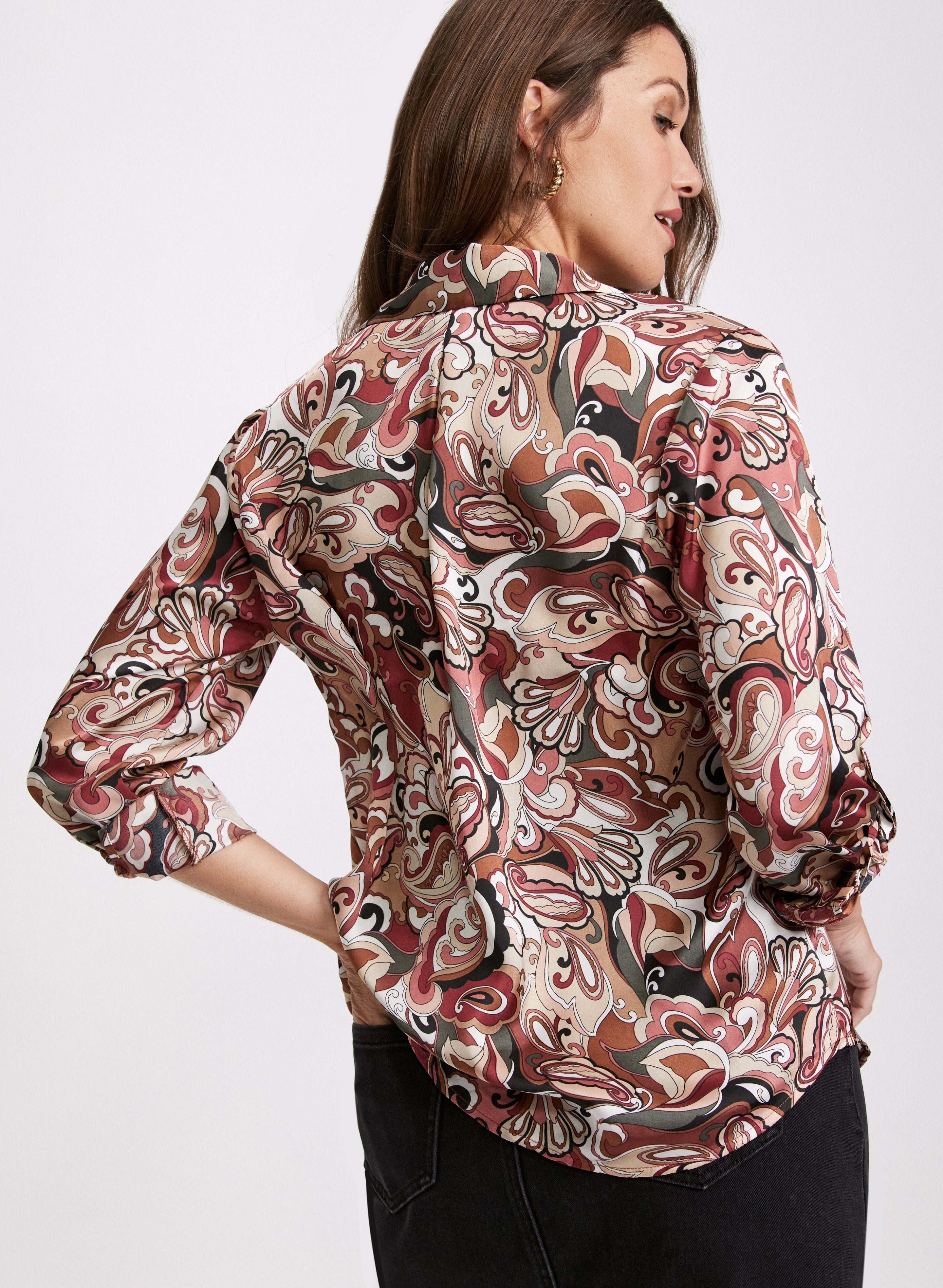 Paisley Print Bardot Puffball Blouse