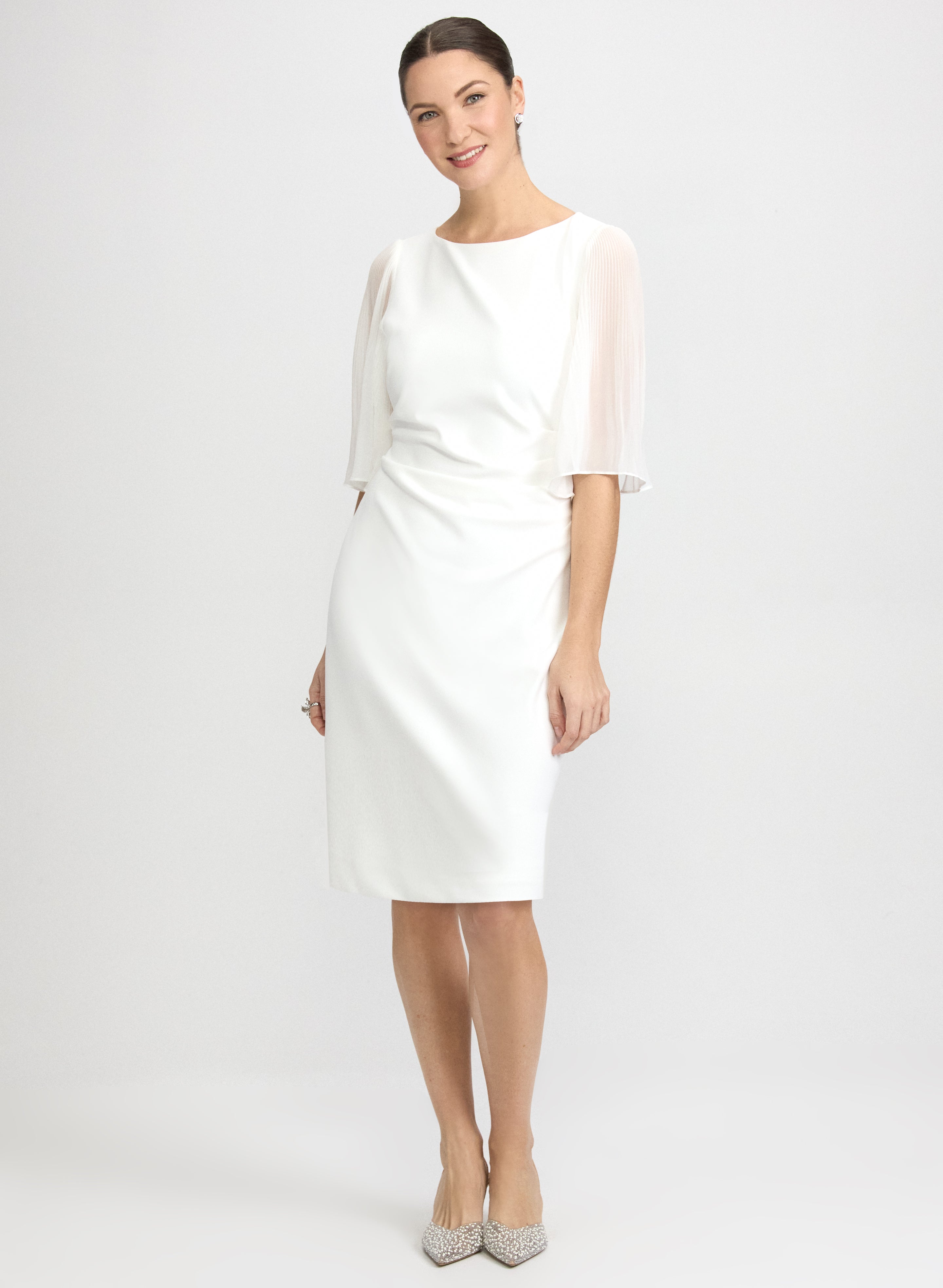 Pleated Chiffon Sleeve Dress Pleated Chiffon Sleeve Dress