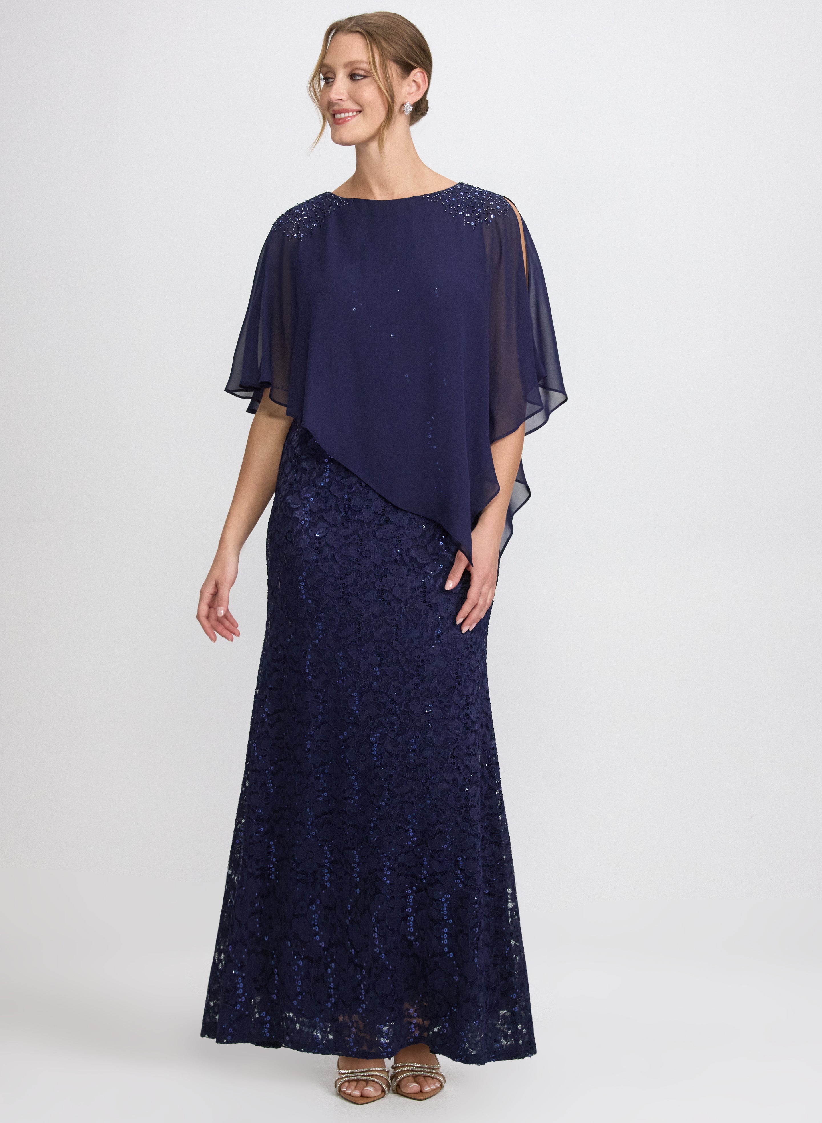 Lace Capelet Overlay Dress