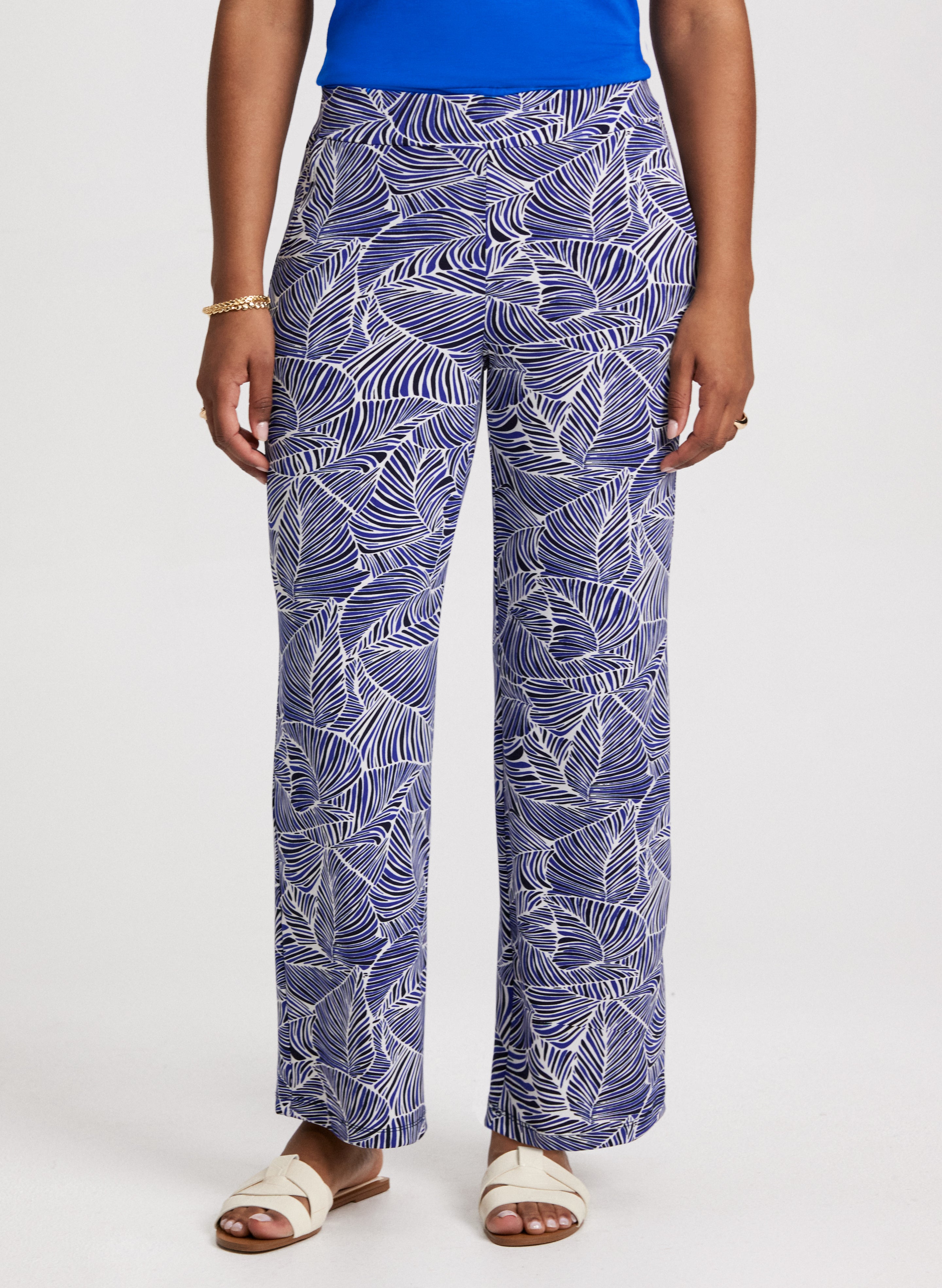 Leaf Print Pull-On Pants