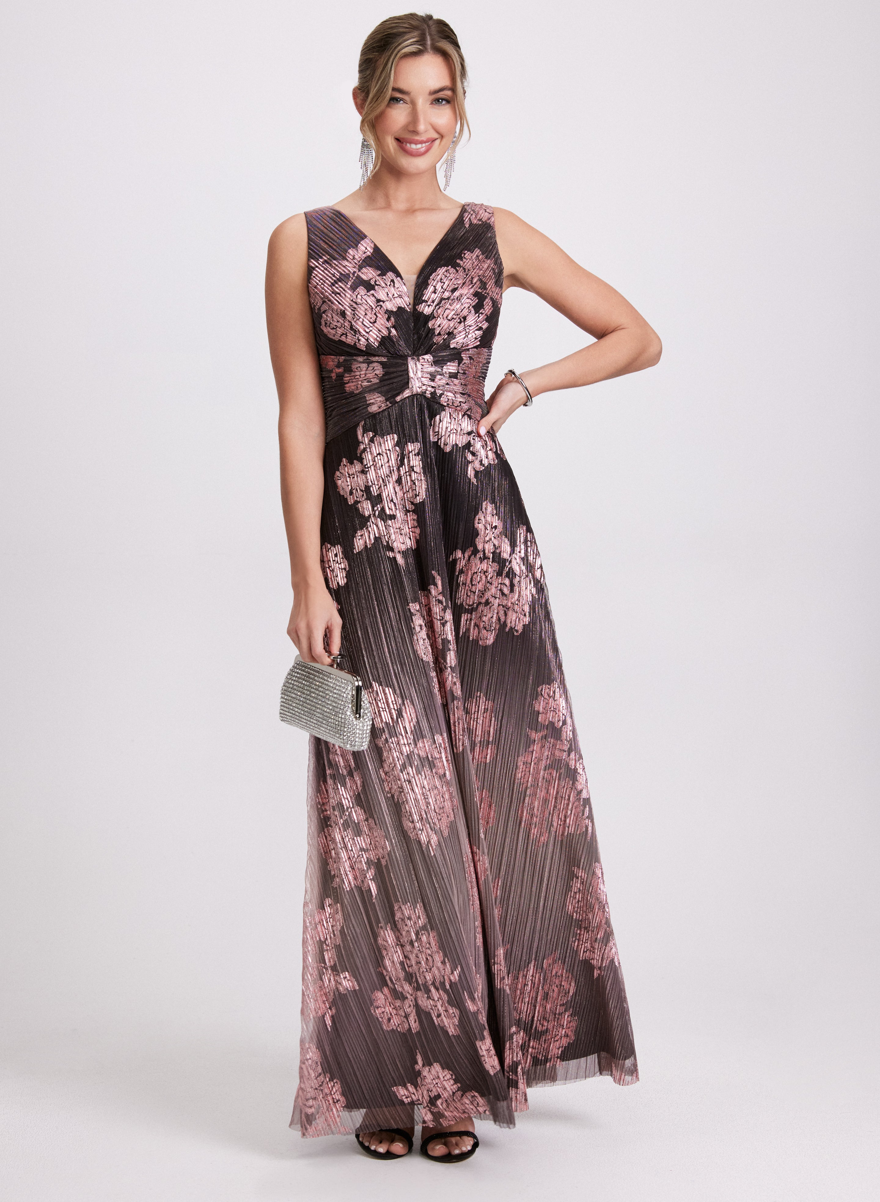 Pleated Floral Dress