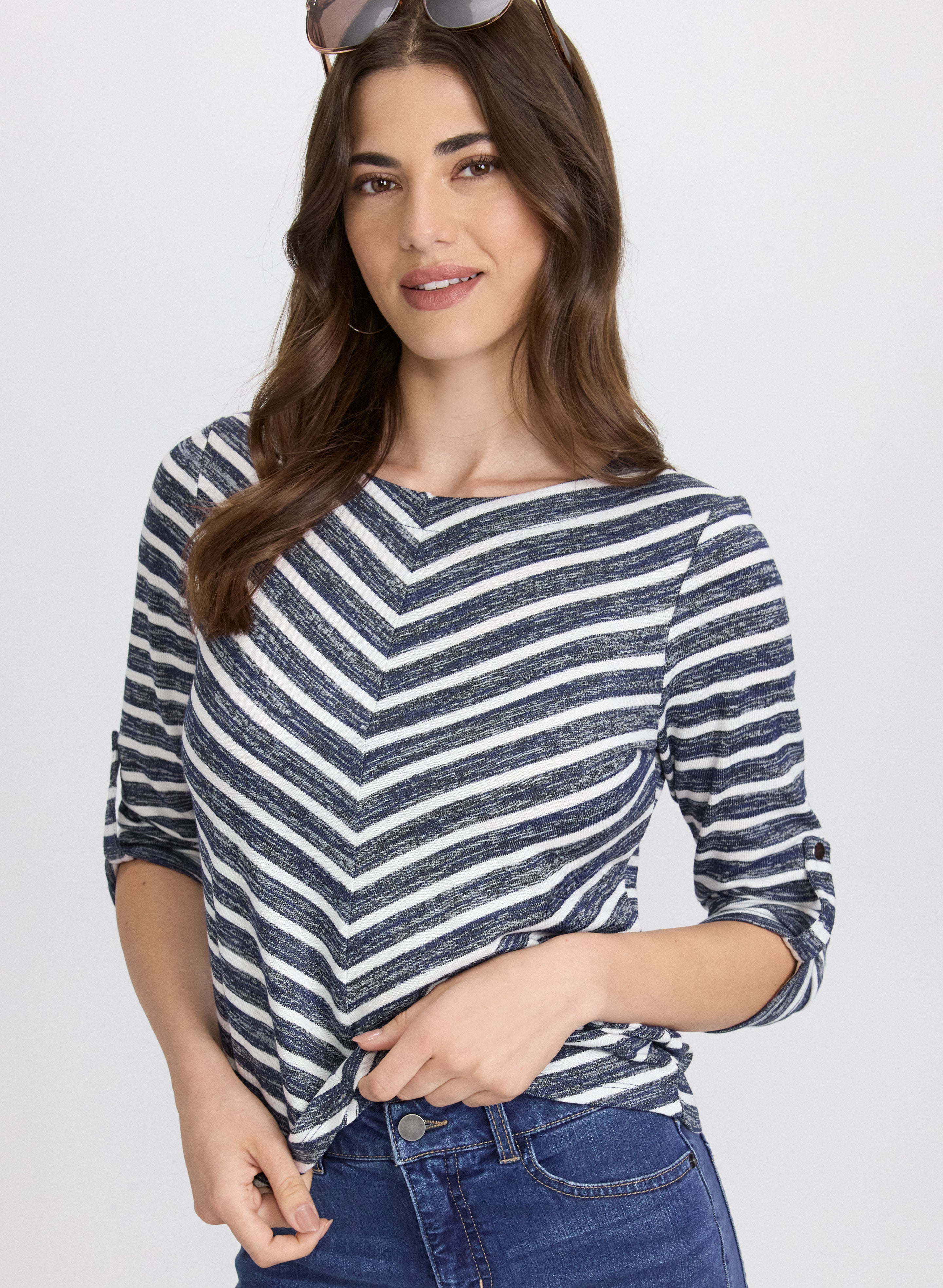 Stripe 3/4 Sleeve Top