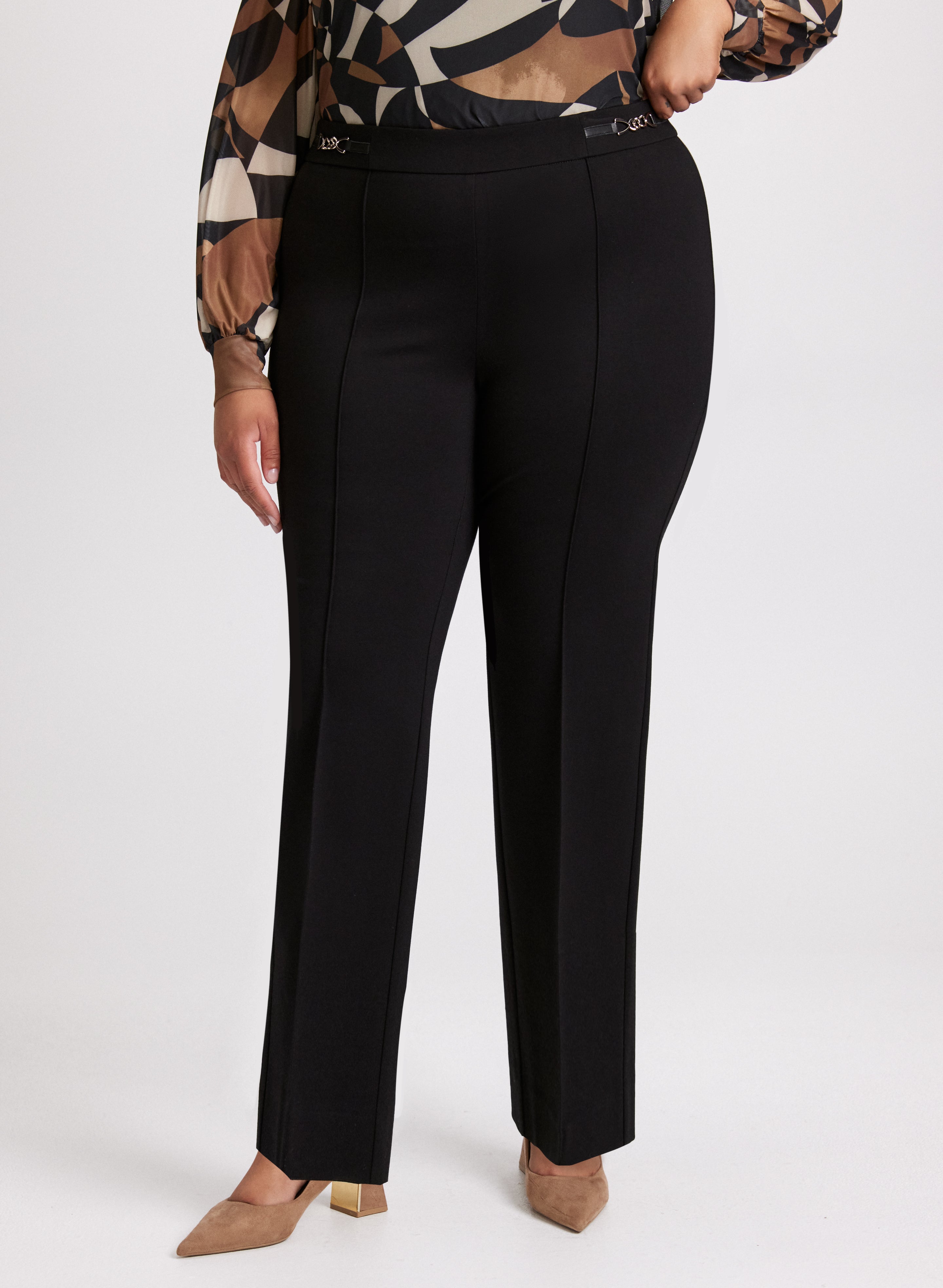 Sofia Pull-On Straight-Leg Pants